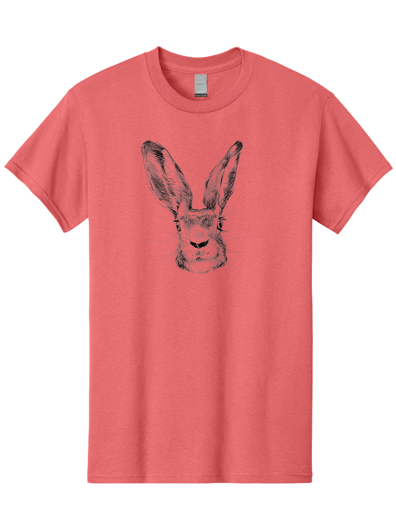 Rabbit-Sketch Men'S Graphic Tee, 100% Cotton, Comfortable Casual Summer Wear, Machine Washable, Rabbit Portrait, Detailed Illustration, Black And White Artwork, Long Ears, Whiskers, Wild Rabbit, Nature-Inspired Design, Sketch Style, Animal Art Aac267 1