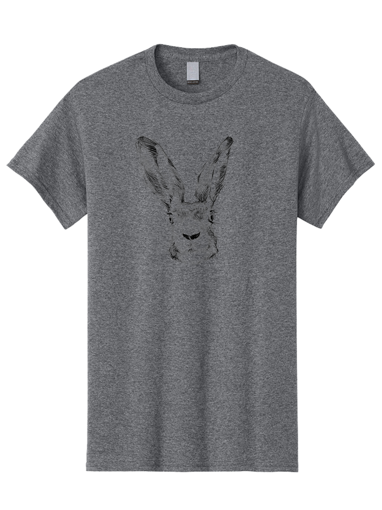 Rabbit-Sketch Men'S Graphic Tee, 100% Cotton, Comfortable Casual Summer Wear, Machine Washable, Rabbit Portrait, Detailed Illustration, Black And White Artwork, Long Ears, Whiskers, Wild Rabbit, Nature-Inspired Design, Sketch Style, Animal Art Aac267 29