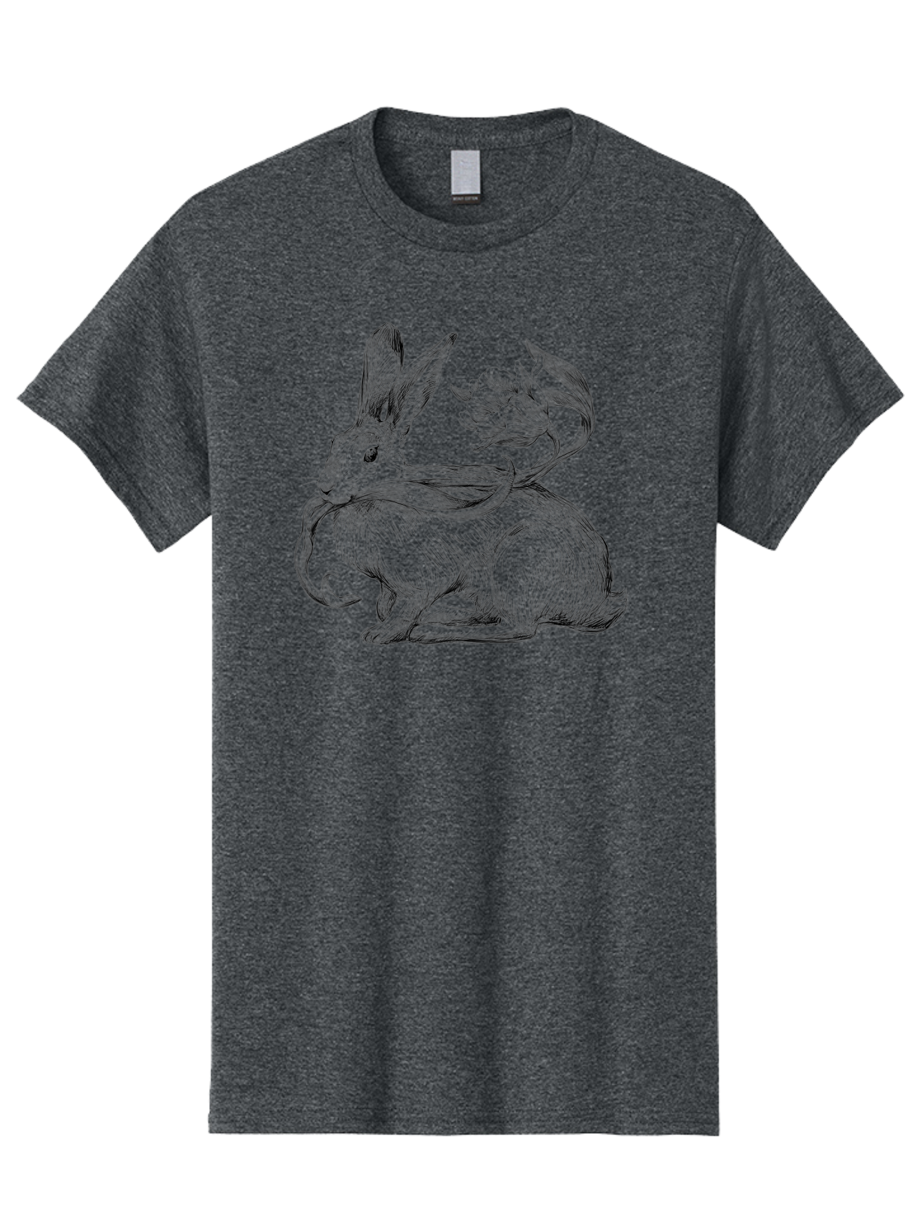 Rabbit-With-Floral-Tail Men'S Graphic Tee, 100% Cotton, Comfortable Casual Summer Wear, Machine Washable, Jackalope, Mythical Creature, Rabbit With Antlers, Fantasy Art, Surreal Illustration, Whimsical Design, Folk Art, Western Mythology, Aac268 7