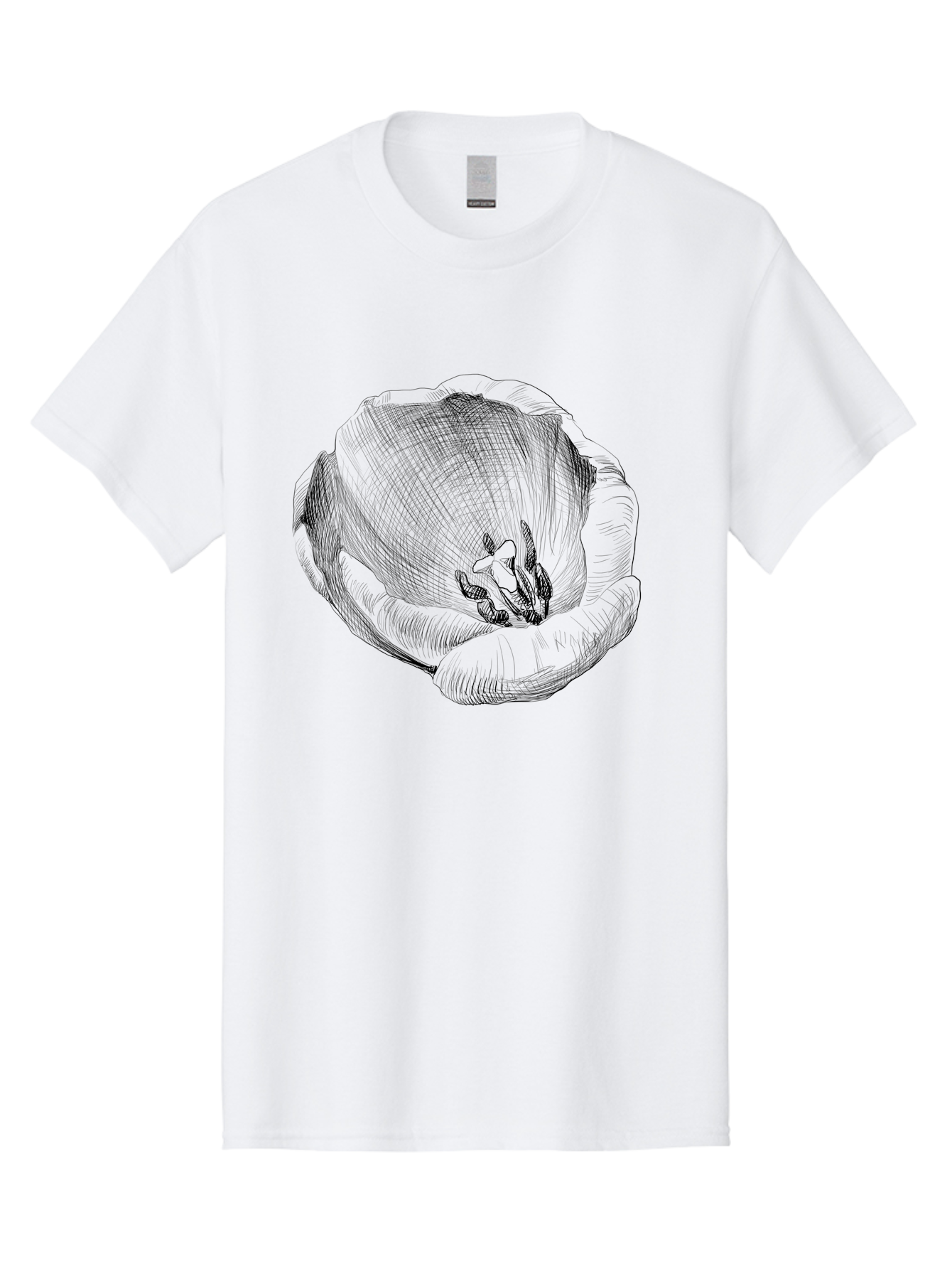 Tulip-1 Men'S Graphic Tee, 100% Cotton, Comfortable Casual Summer Wear, Machine Washable, Tulip Flower, Floral Illustration, Botanical Art, Hand-Drawn Design, Elegant Petals, Delicate Lines, Artistic Expression, Flower Drawing Aac276 3