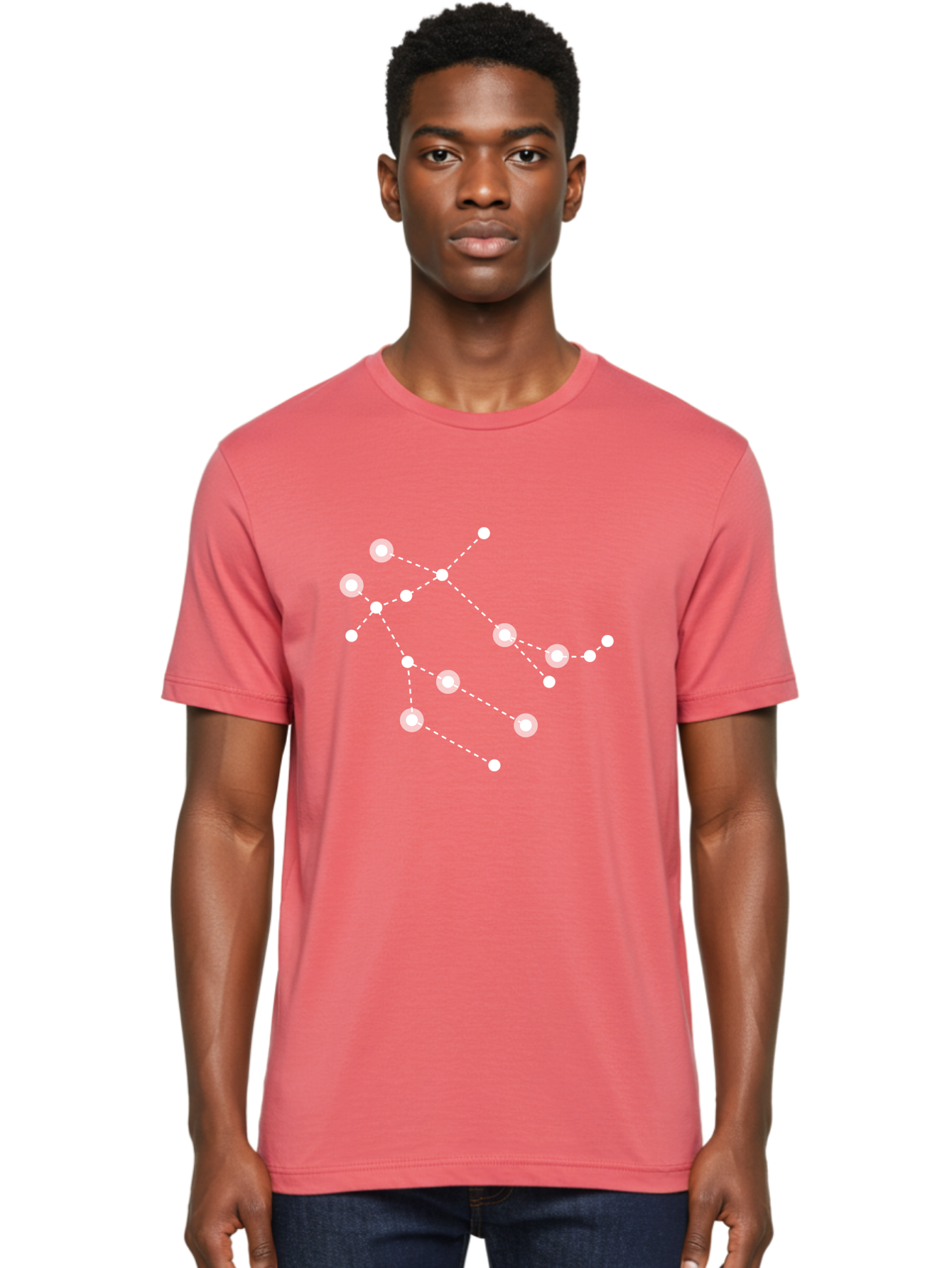 Constellation-Pattern-2 Men'S Graphic Tee, 100% Cotton, Comfortable Casual Summer Wear, Machine Washable, Constellation Pattern, Stars Connected By Dotted Lines, Glowing White Dots, Celestial Design, Night Sky, Astronomy, Space Theme, Aac286 20