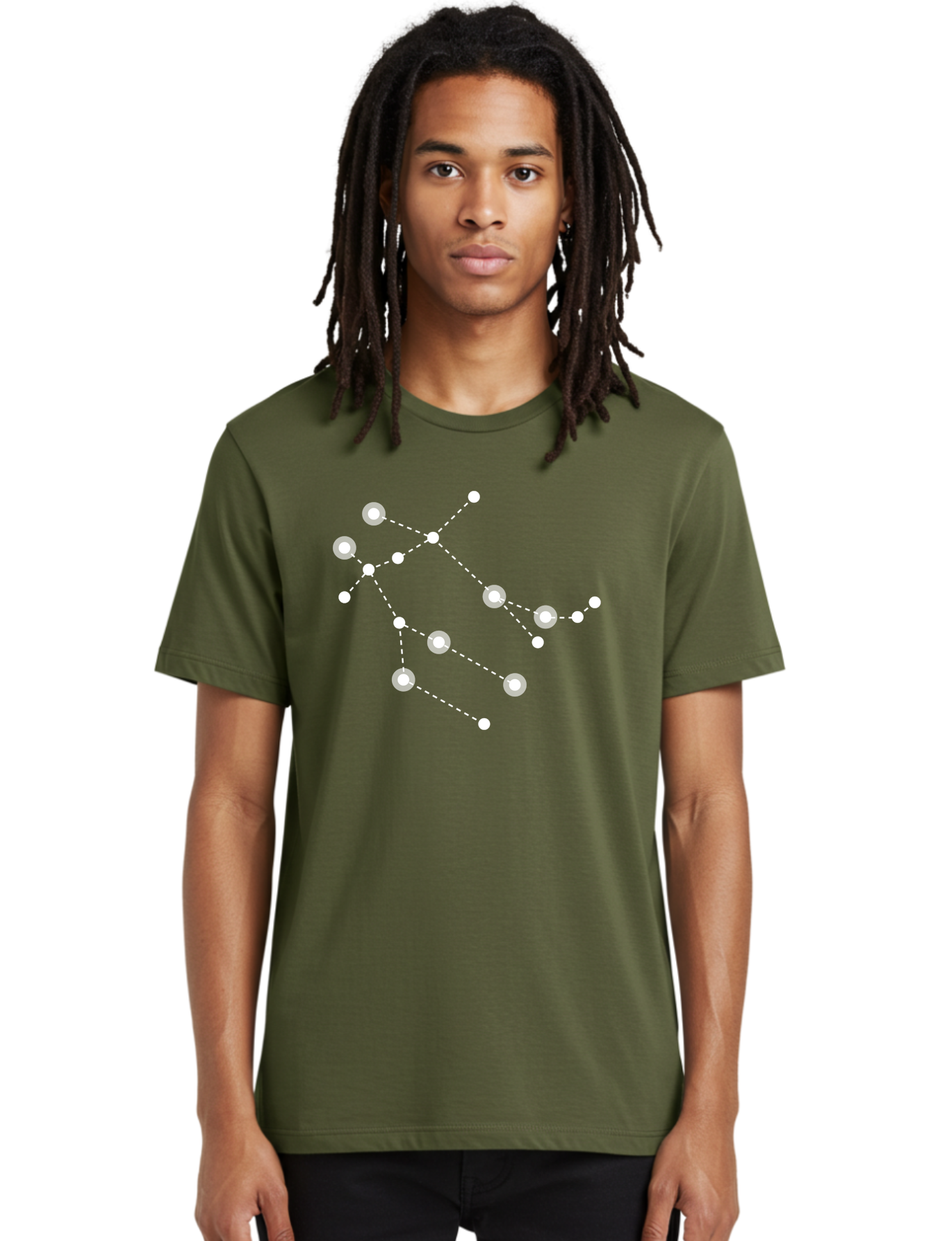 Constellation-Pattern-2 Men'S Graphic Tee, 100% Cotton, Comfortable Casual Summer Wear, Machine Washable, Constellation Pattern, Stars Connected By Dotted Lines, Glowing White Dots, Celestial Design, Night Sky, Astronomy, Space Theme, Aac286 14