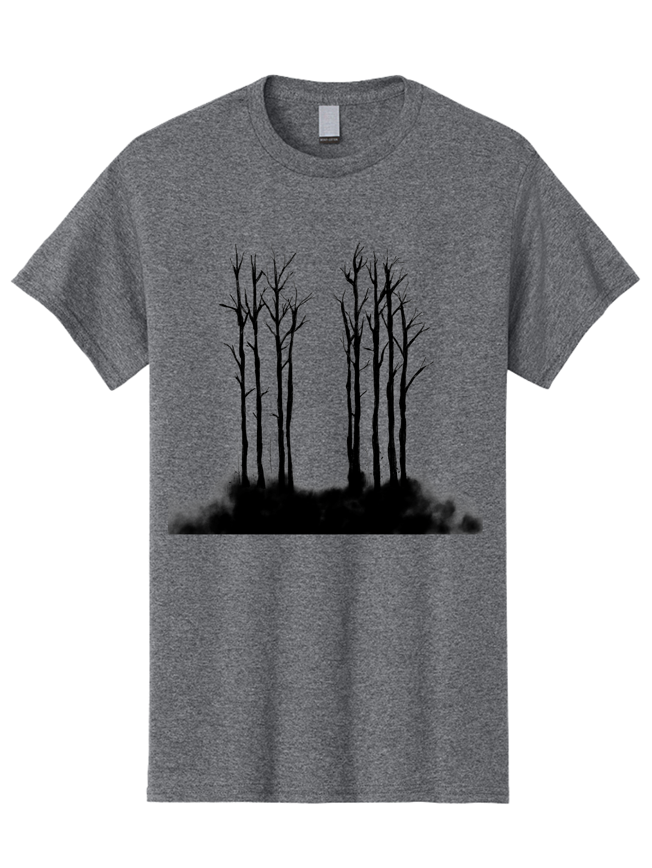 Bare-Trees-1 Men'S Graphic Tee, 100% Cotton, Comfortable Casual Summer Wear, Machine Washable, Bare Trees, Silhouette Art, Black Trees, Leafless Branches, Minimalist Design, Eerie Atmosphere, Dramatic Shadows Aac292 3