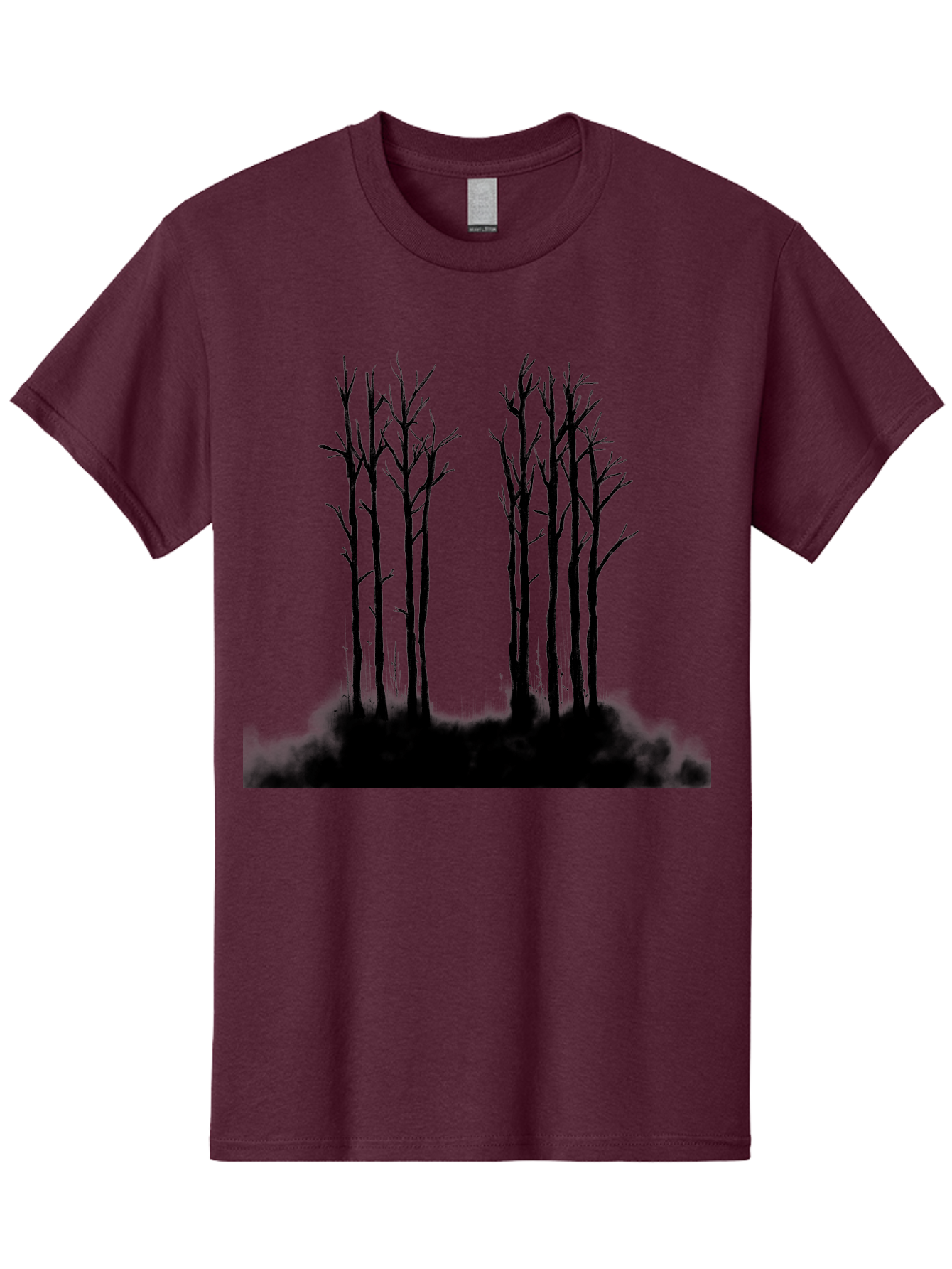 Bare-Trees-1 Men'S Graphic Tee, 100% Cotton, Comfortable Casual Summer Wear, Machine Washable, Bare Trees, Silhouette Art, Black Trees, Leafless Branches, Minimalist Design, Eerie Atmosphere, Dramatic Shadows Aac292 19