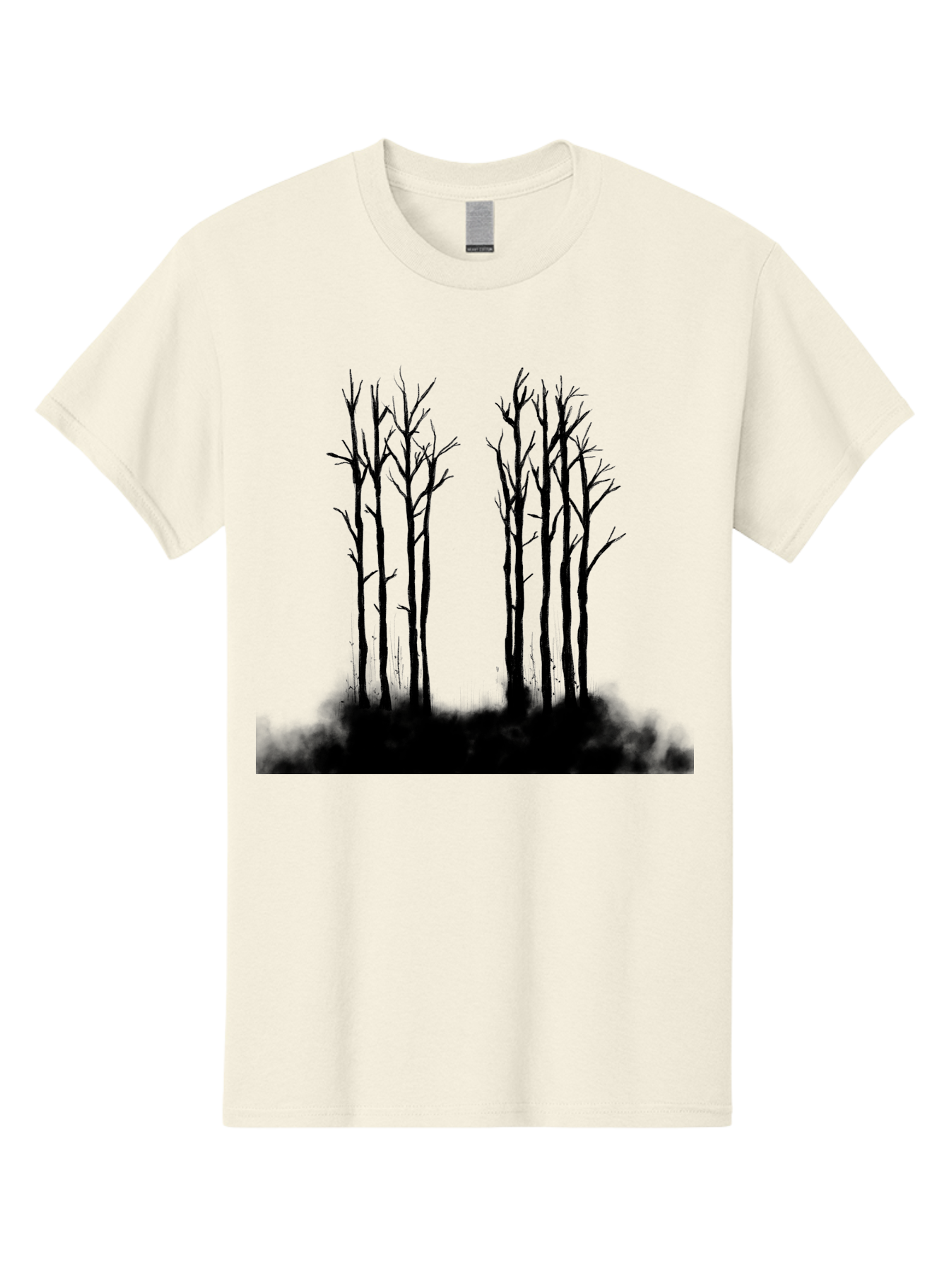 Bare-Trees-1 Men'S Graphic Tee, 100% Cotton, Comfortable Casual Summer Wear, Machine Washable, Bare Trees, Silhouette Art, Black Trees, Leafless Branches, Minimalist Design, Eerie Atmosphere, Dramatic Shadows Aac292 15