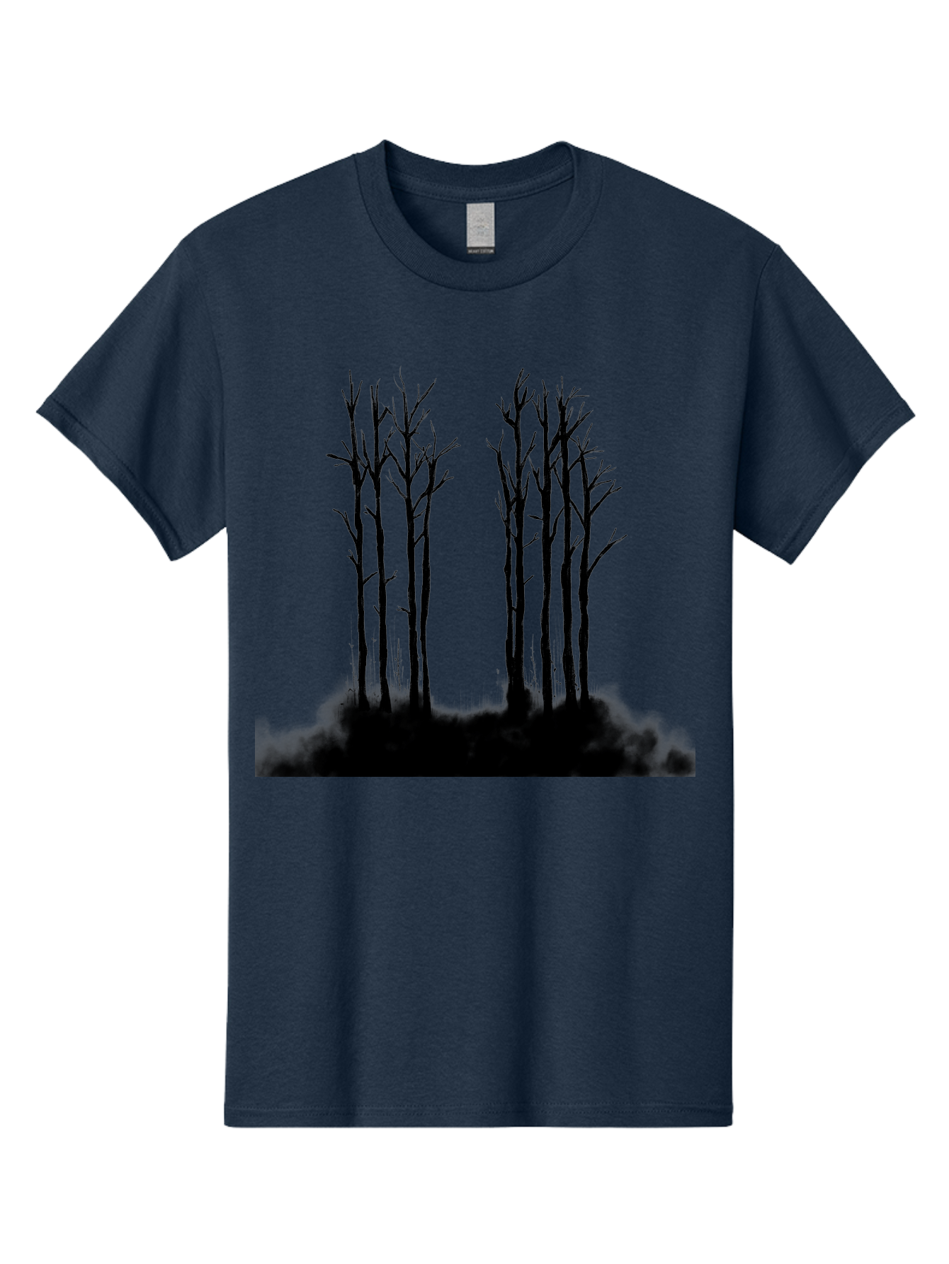 Bare-Trees-1 Men'S Graphic Tee, 100% Cotton, Comfortable Casual Summer Wear, Machine Washable, Bare Trees, Silhouette Art, Black Trees, Leafless Branches, Minimalist Design, Eerie Atmosphere, Dramatic Shadows Aac292 21