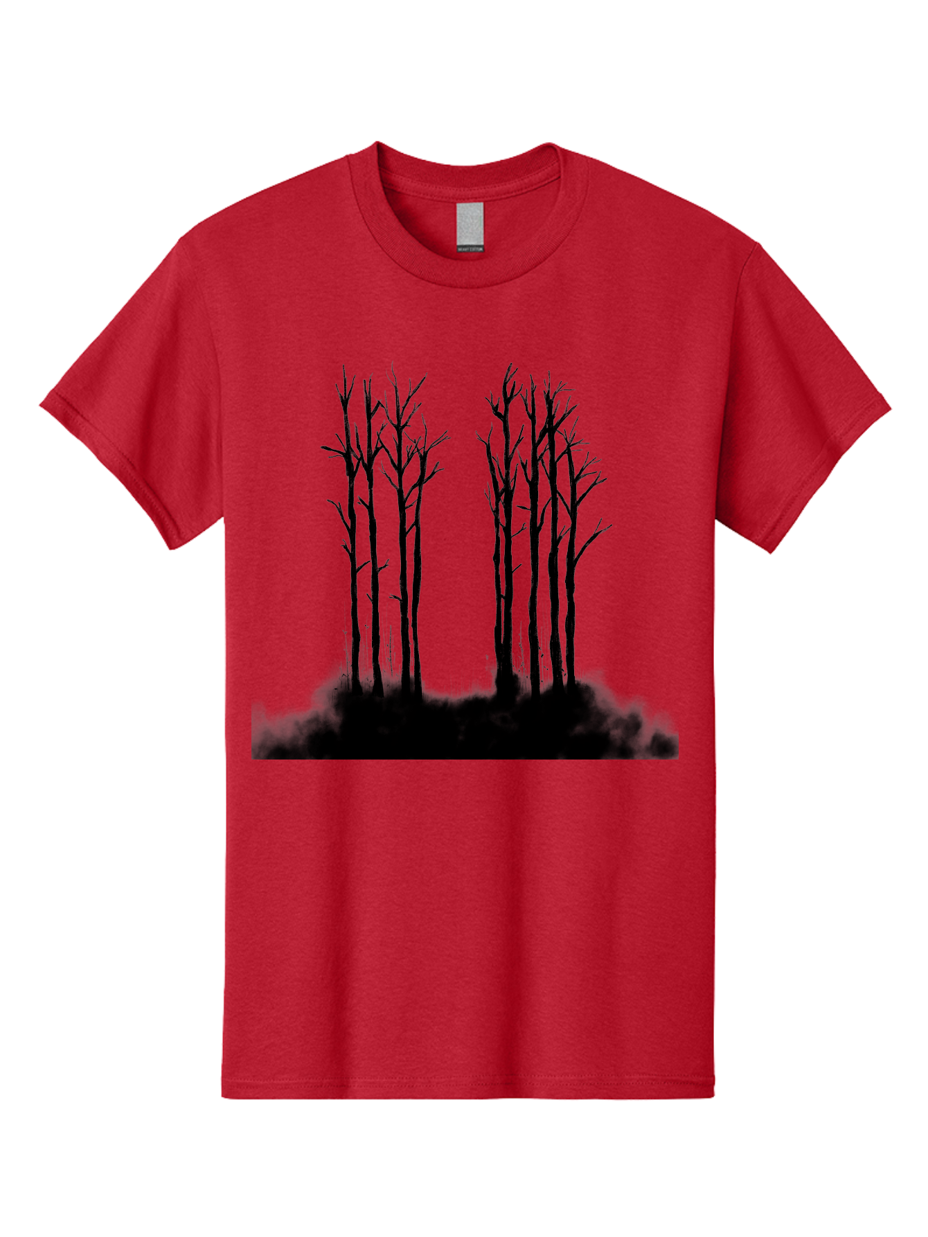 Bare-Trees-1 Men'S Graphic Tee, 100% Cotton, Comfortable Casual Summer Wear, Machine Washable, Bare Trees, Silhouette Art, Black Trees, Leafless Branches, Minimalist Design, Eerie Atmosphere, Dramatic Shadows Aac292 23