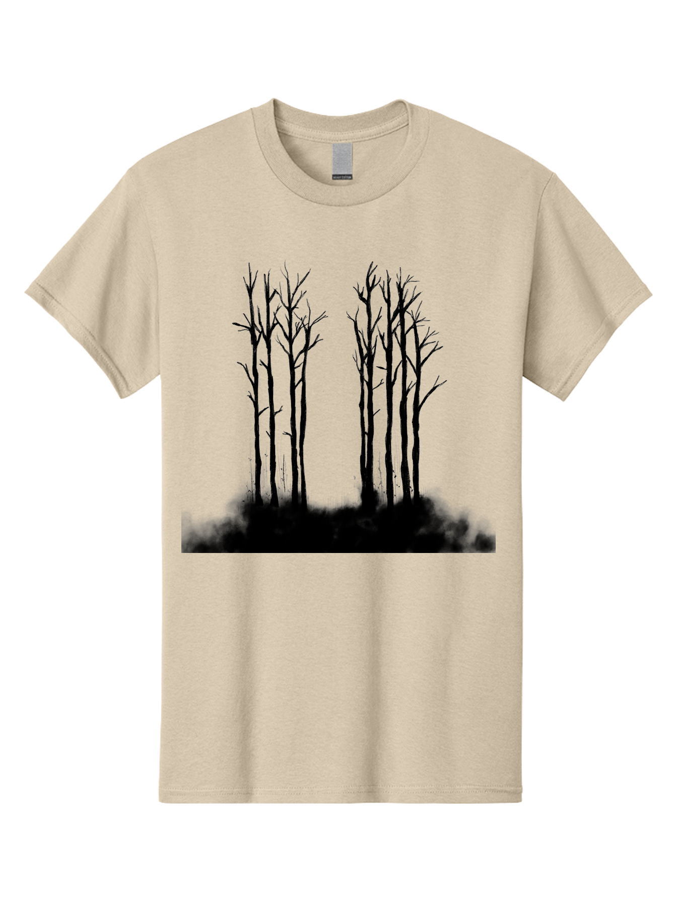 Bare-Trees-1 Men'S Graphic Tee, 100% Cotton, Comfortable Casual Summer Wear, Machine Washable, Bare Trees, Silhouette Art, Black Trees, Leafless Branches, Minimalist Design, Eerie Atmosphere, Dramatic Shadows Aac292 7
