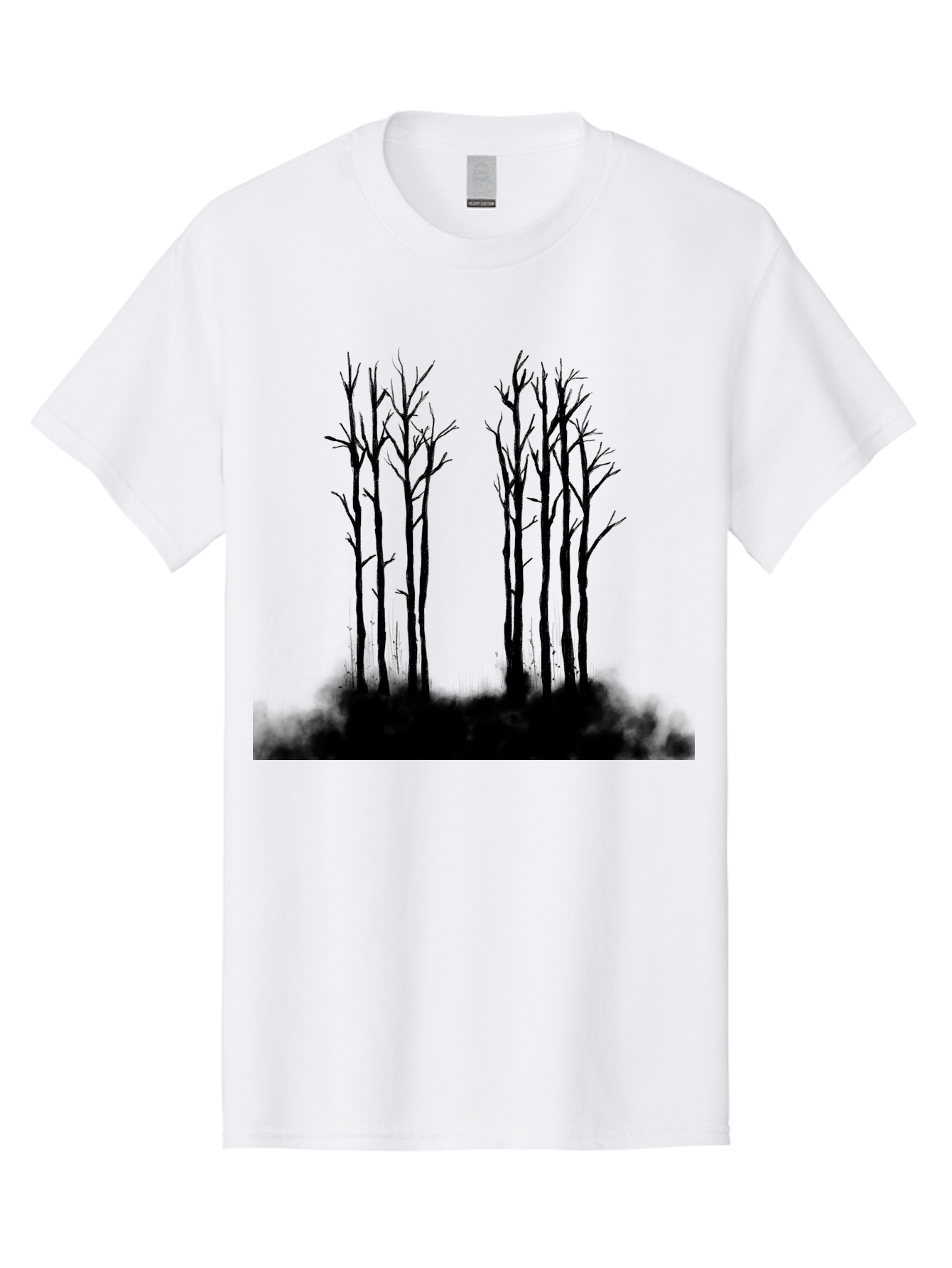 Bare-Trees-1 Men'S Graphic Tee, 100% Cotton, Comfortable Casual Summer Wear, Machine Washable, Bare Trees, Silhouette Art, Black Trees, Leafless Branches, Minimalist Design, Eerie Atmosphere, Dramatic Shadows Aac292 13