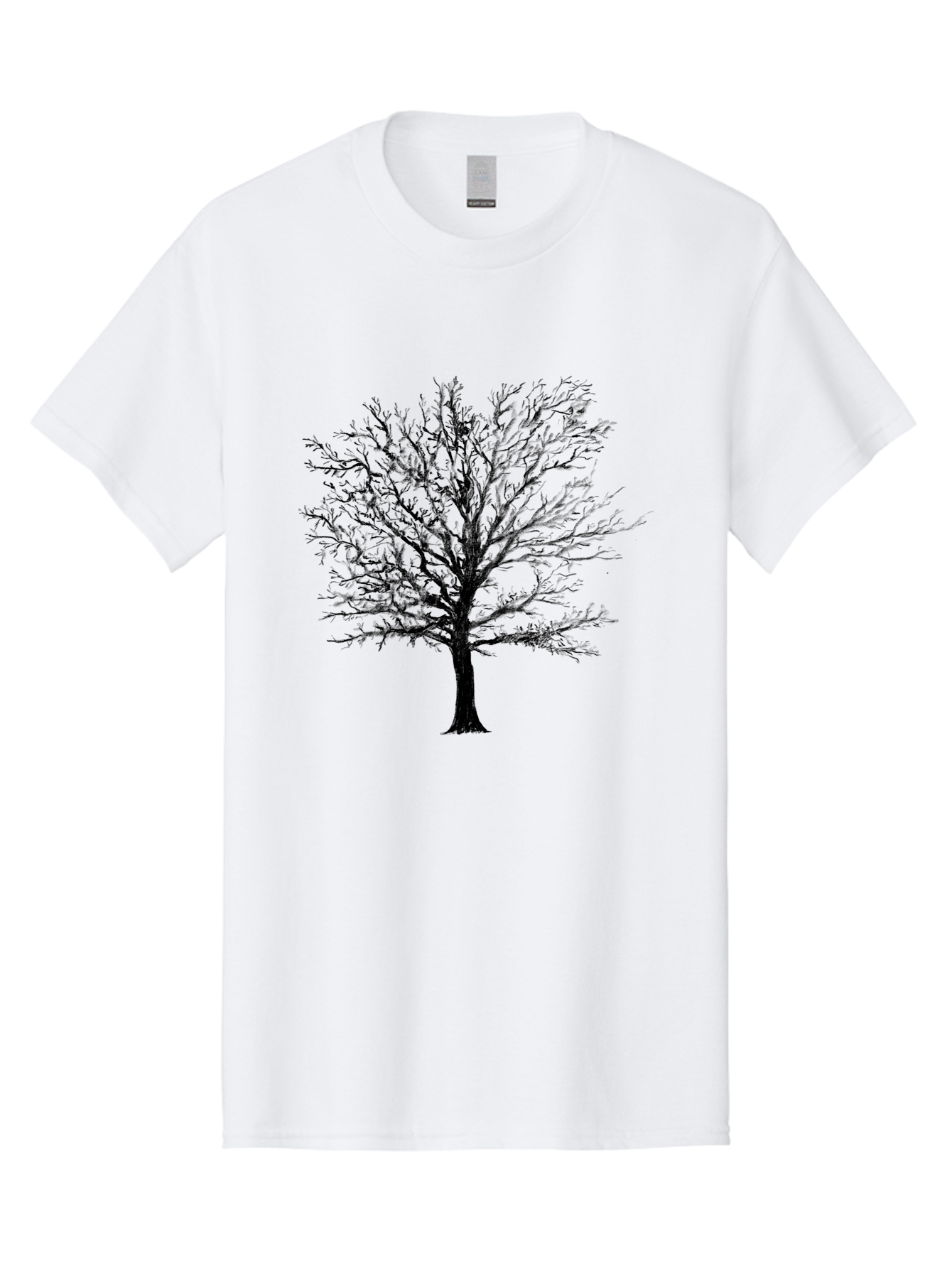 Black-Tree-Silhouette Men'S Graphic Tee, 100% Cotton, Comfortable Casual Summer Wear, Machine Washable, Bare Tree Silhouette, Winter Landscape, Barren Branches, Tree Without Leaves, Minimalist Design, Monochrome Tree, Natural Simplicity Aac295 23