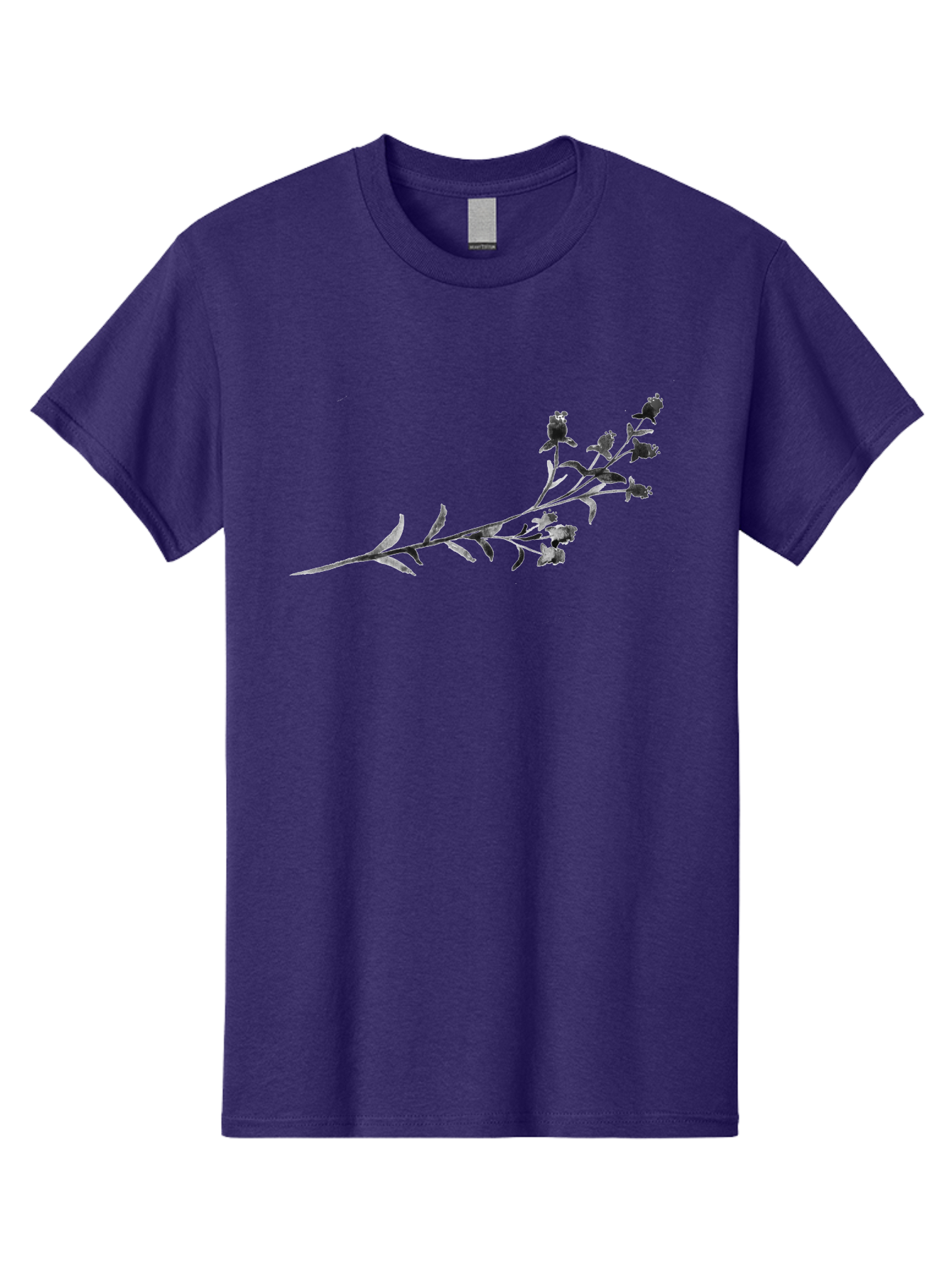 Delicate-Lavender-Sprig Men'S Graphic Tee, 100% Cotton, Comfortable Casual Summer Wear, Machine Washable, Delicate Flowers, Slender Stem, Botanical Illustration, Floral Design, Purple Blooms, Leafy Foliage, Artistic Rendering, Digital Art Aac303 21
