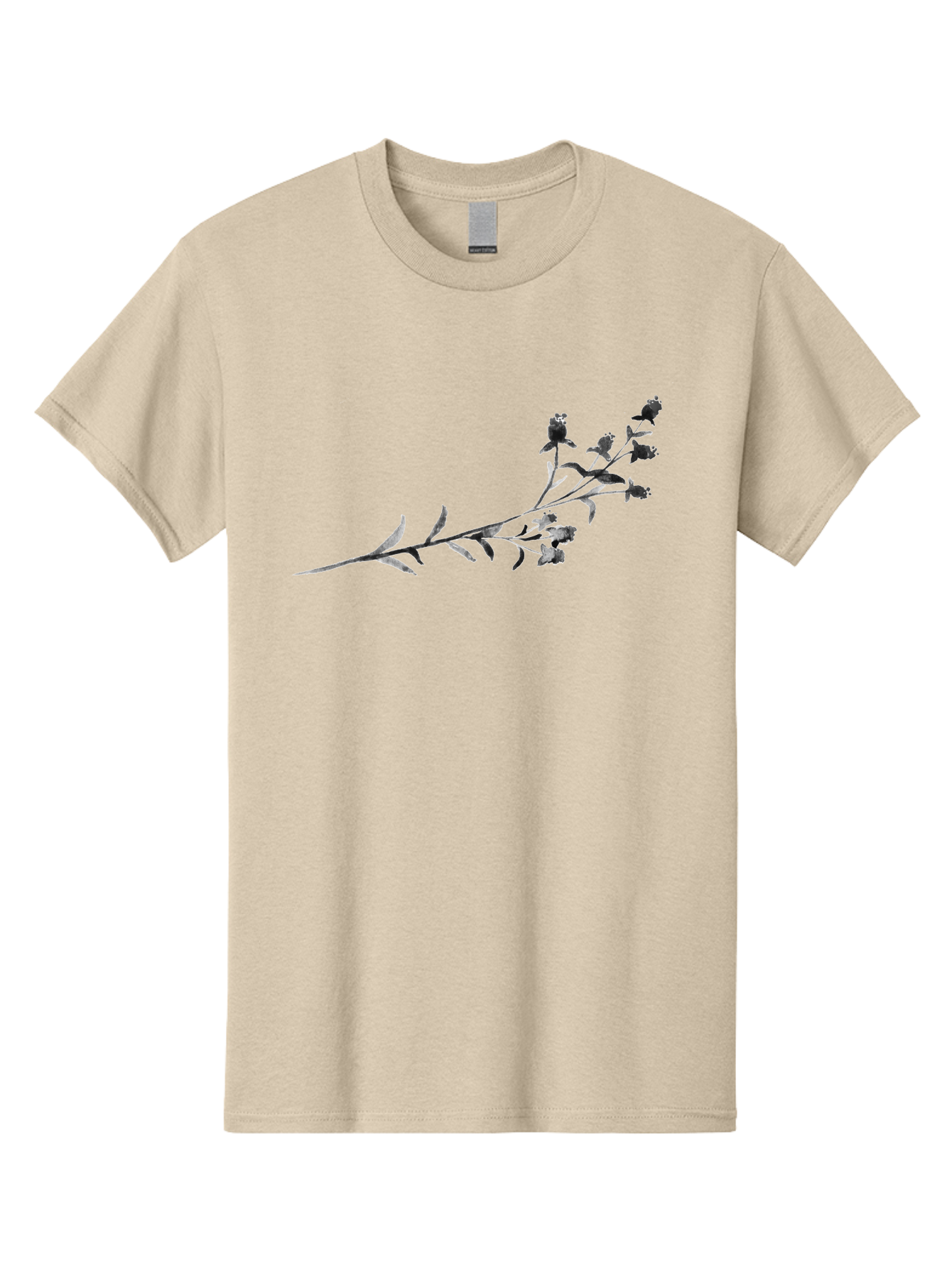 Delicate-Lavender-Sprig Men'S Graphic Tee, 100% Cotton, Comfortable Casual Summer Wear, Machine Washable, Delicate Flowers, Slender Stem, Botanical Illustration, Floral Design, Purple Blooms, Leafy Foliage, Artistic Rendering, Digital Art Aac303 23