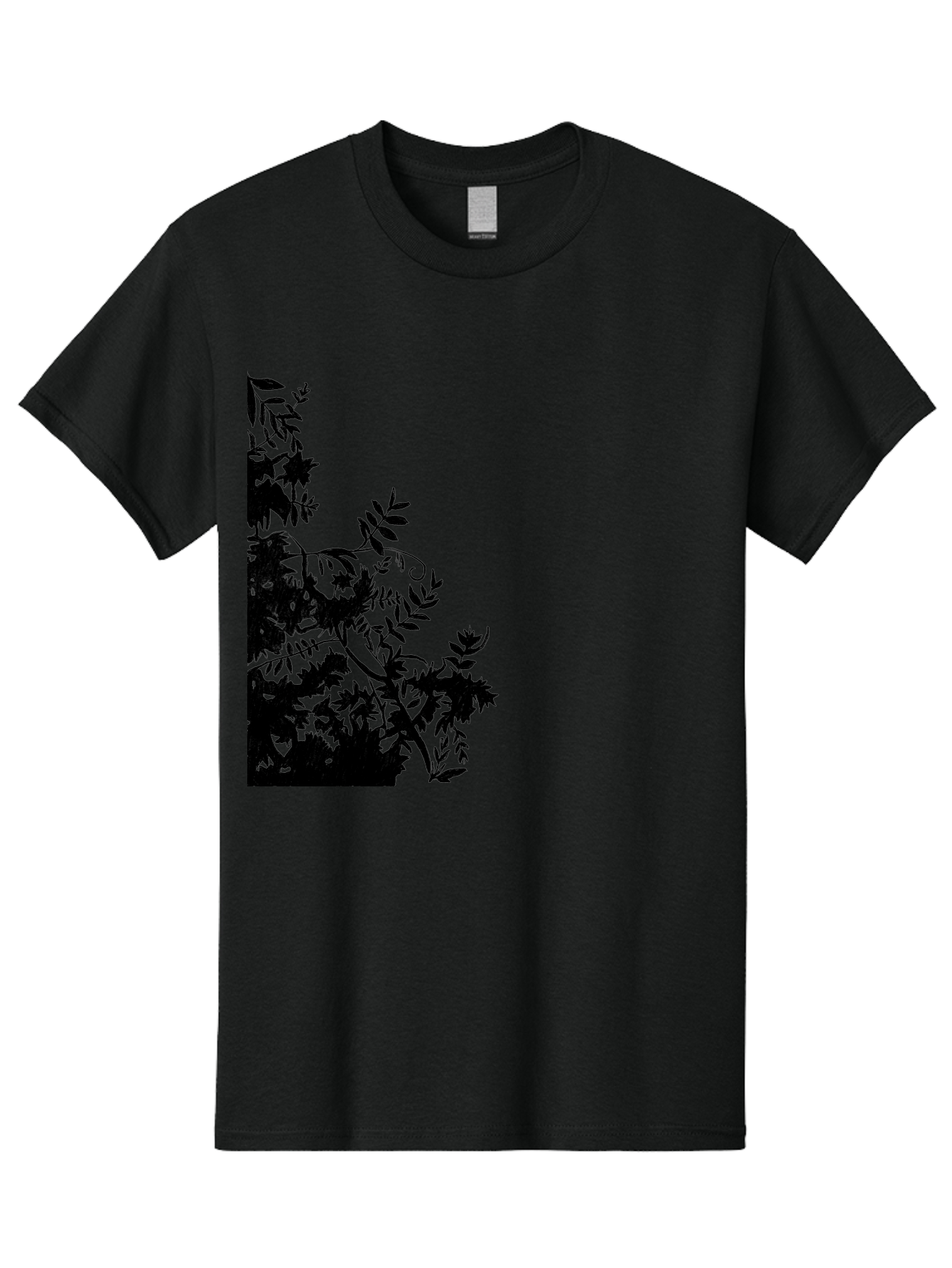 Floral-Silhouette Men'S Graphic Tee, 100% Cotton, Comfortable Casual Summer Wear, Machine Washable, Floral Silhouette, Black Leaves, Twisted Stems, Floral Arrangement, Botanical Design, Delicate Patterns, Intricate Details, Elegant Graphics Aac308 21