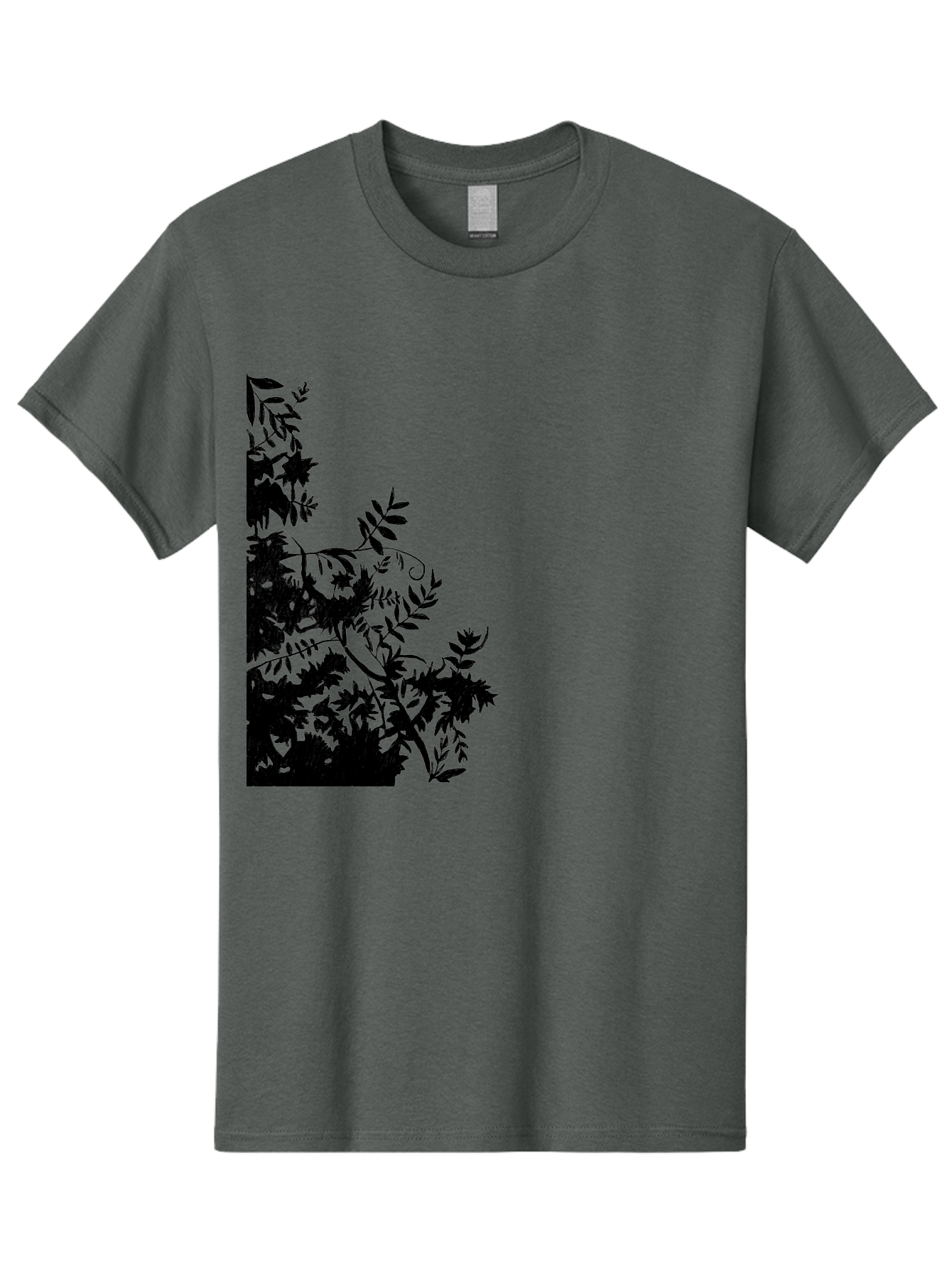 Floral-Silhouette Men'S Graphic Tee, 100% Cotton, Comfortable Casual Summer Wear, Machine Washable, Floral Silhouette, Black Leaves, Twisted Stems, Floral Arrangement, Botanical Design, Delicate Patterns, Intricate Details, Elegant Graphics Aac308 15