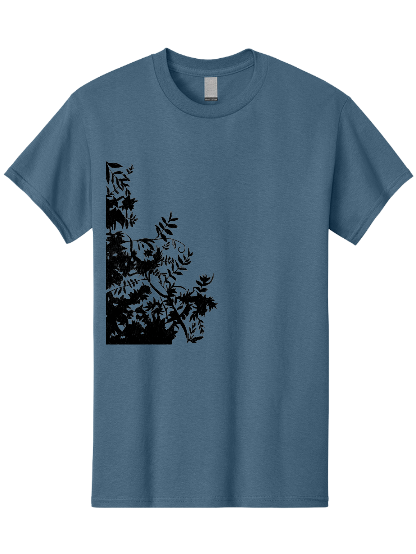 Floral-Silhouette Men'S Graphic Tee, 100% Cotton, Comfortable Casual Summer Wear, Machine Washable, Floral Silhouette, Black Leaves, Twisted Stems, Floral Arrangement, Botanical Design, Delicate Patterns, Intricate Details, Elegant Graphics Aac308 11