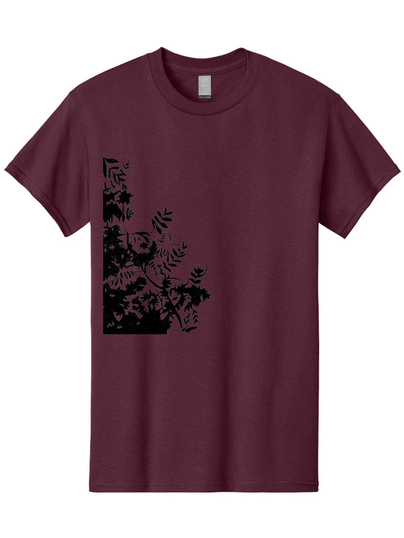 Floral-Silhouette Men'S Graphic Tee, 100% Cotton, Comfortable Casual Summer Wear, Machine Washable, Floral Silhouette, Black Leaves, Twisted Stems, Floral Arrangement, Botanical Design, Delicate Patterns, Intricate Details, Elegant Graphics Aac308 25
