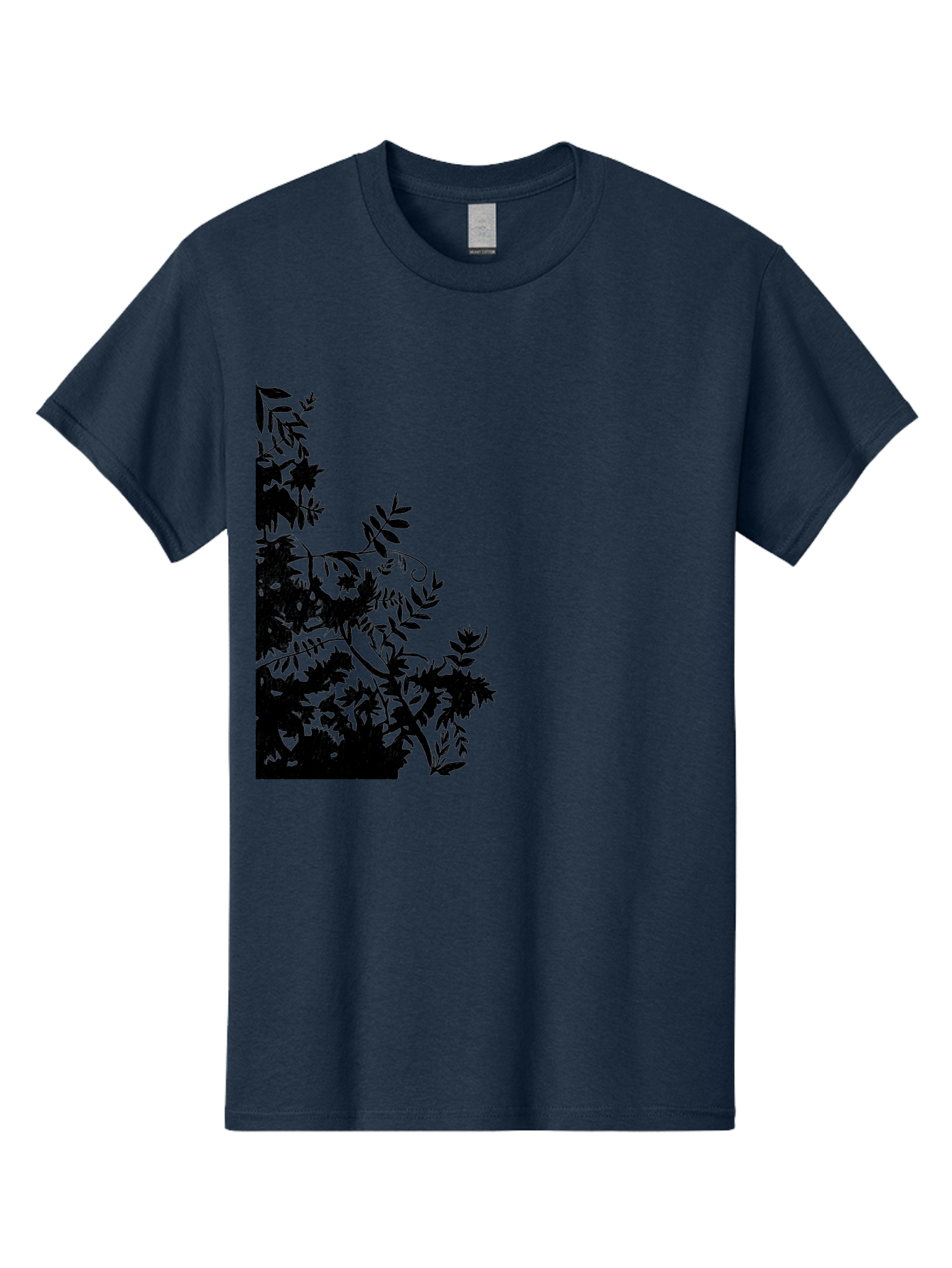 Floral-Silhouette Men'S Graphic Tee, 100% Cotton, Comfortable Casual Summer Wear, Machine Washable, Floral Silhouette, Black Leaves, Twisted Stems, Floral Arrangement, Botanical Design, Delicate Patterns, Intricate Details, Elegant Graphics Aac308 7