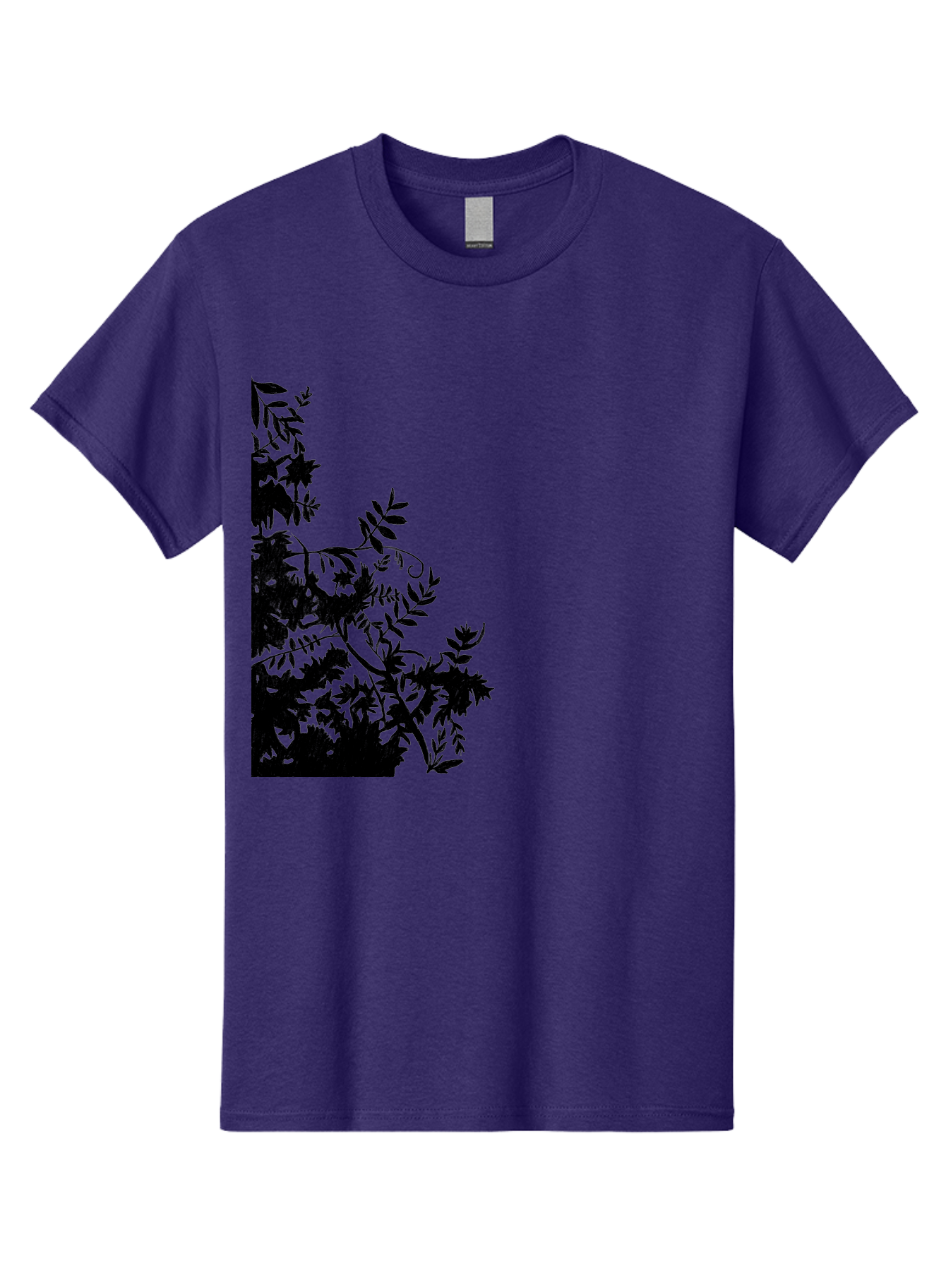 Floral-Silhouette Men'S Graphic Tee, 100% Cotton, Comfortable Casual Summer Wear, Machine Washable, Floral Silhouette, Black Leaves, Twisted Stems, Floral Arrangement, Botanical Design, Delicate Patterns, Intricate Details, Elegant Graphics Aac308 23