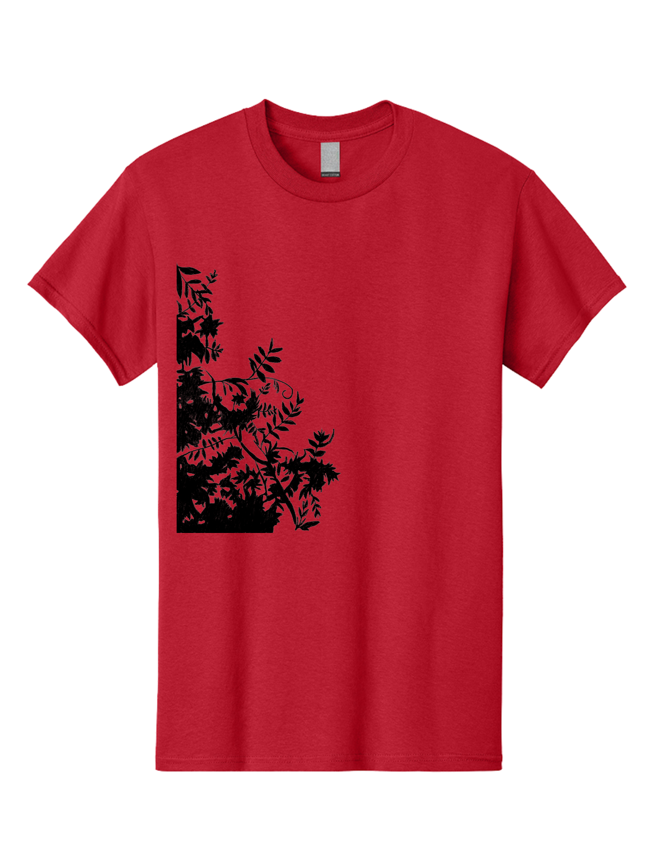 Floral-Silhouette Men'S Graphic Tee, 100% Cotton, Comfortable Casual Summer Wear, Machine Washable, Floral Silhouette, Black Leaves, Twisted Stems, Floral Arrangement, Botanical Design, Delicate Patterns, Intricate Details, Elegant Graphics Aac308 13