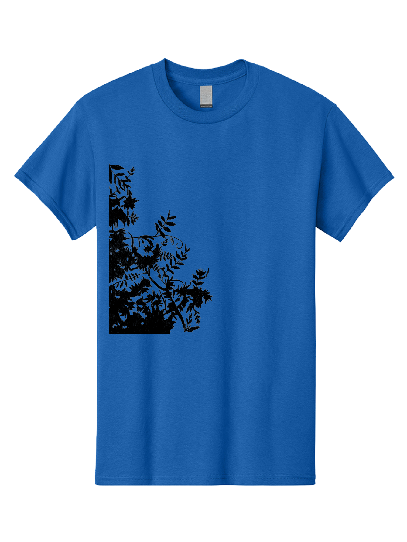 Floral-Silhouette Men'S Graphic Tee, 100% Cotton, Comfortable Casual Summer Wear, Machine Washable, Floral Silhouette, Black Leaves, Twisted Stems, Floral Arrangement, Botanical Design, Delicate Patterns, Intricate Details, Elegant Graphics Aac308 1