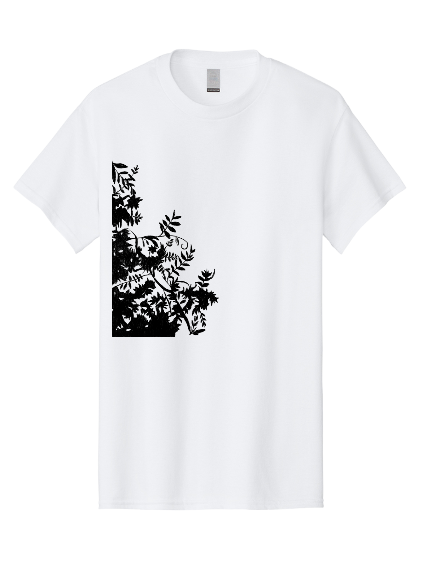 Floral-Silhouette Men'S Graphic Tee, 100% Cotton, Comfortable Casual Summer Wear, Machine Washable, Floral Silhouette, Black Leaves, Twisted Stems, Floral Arrangement, Botanical Design, Delicate Patterns, Intricate Details, Elegant Graphics Aac308 29