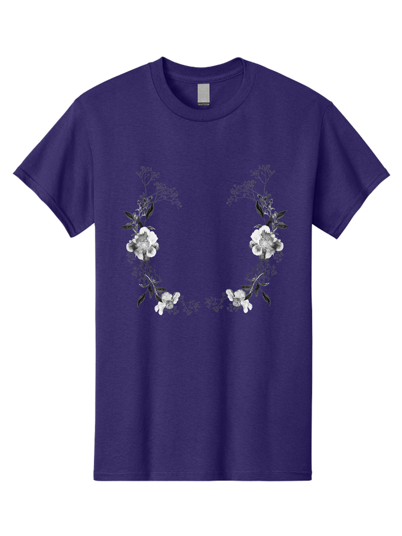 Floral Men'S Graphic Tee, 100% Cotton, Comfortable Casual Summer Wear, Machine Washable, Floral Arch, White Flowers, Black Leaves, Elegant Design, Floral Arrangement, Minimalist Style, Delicate Patterns, Soft Colors, Whimsical Touch, Aac312 1