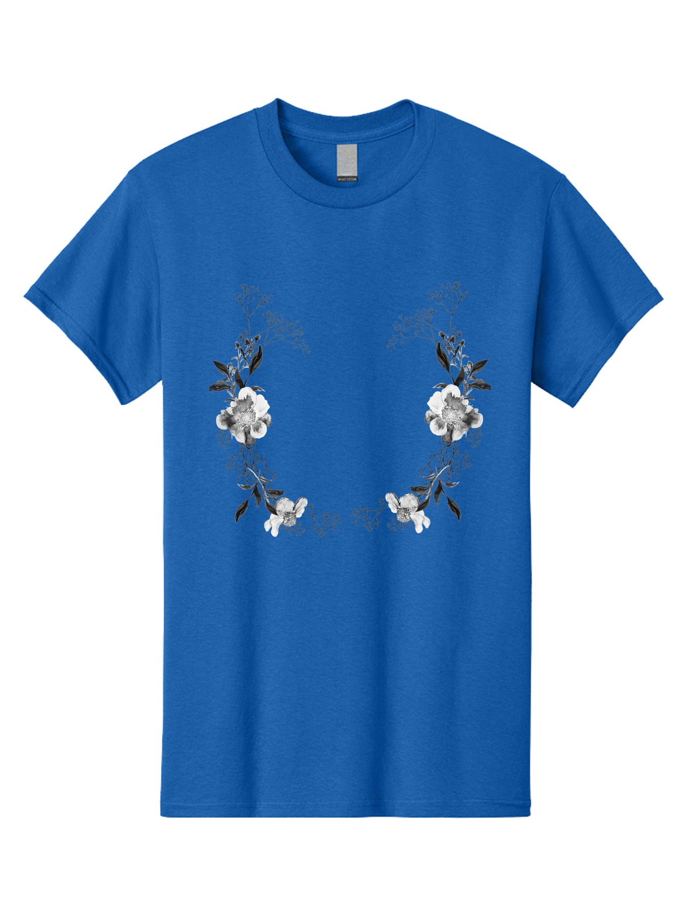 Floral Men'S Graphic Tee, 100% Cotton, Comfortable Casual Summer Wear, Machine Washable, Floral Arch, White Flowers, Black Leaves, Elegant Design, Floral Arrangement, Minimalist Style, Delicate Patterns, Soft Colors, Whimsical Touch, Aac312 27
