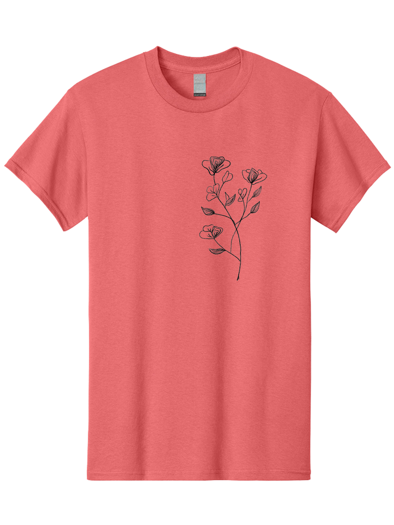 Flowers Men'S Graphic Tee, 100% Cotton, Comfortable Casual Summer Wear, Machine Washable, Simple Flowers, Line Art, Minimalist Design, Botanical Illustration, Delicate Petals, Elegant Stem, Artistic Expression, Floral Art Aac313 3