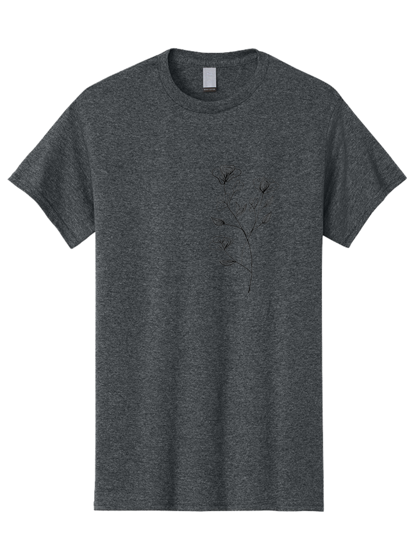 Flowers Men'S Graphic Tee, 100% Cotton, Comfortable Casual Summer Wear, Machine Washable, Simple Flowers, Line Art, Minimalist Design, Botanical Illustration, Delicate Petals, Elegant Stem, Artistic Expression, Floral Art Aac313 23