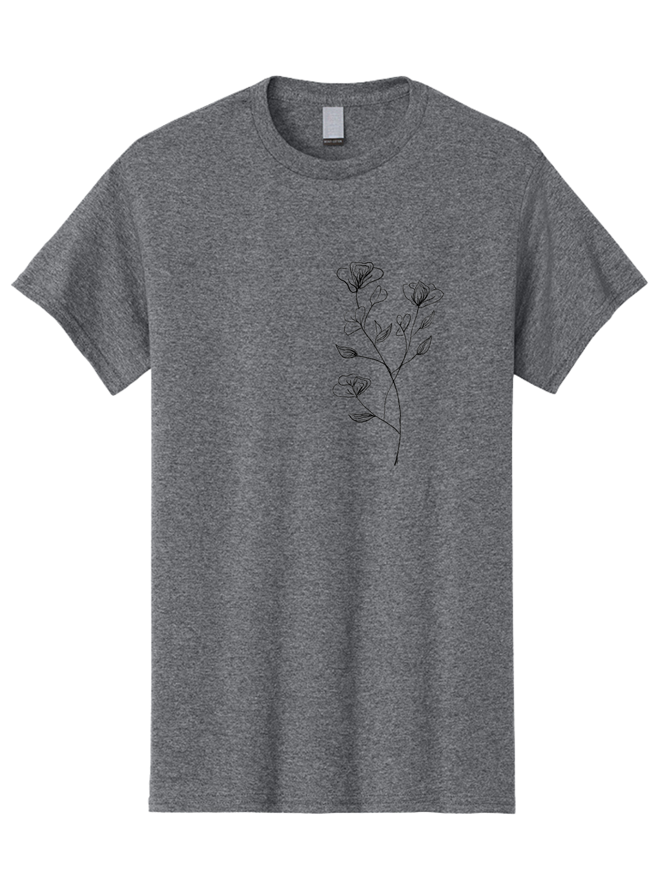Flowers Men'S Graphic Tee, 100% Cotton, Comfortable Casual Summer Wear, Machine Washable, Simple Flowers, Line Art, Minimalist Design, Botanical Illustration, Delicate Petals, Elegant Stem, Artistic Expression, Floral Art Aac313 13