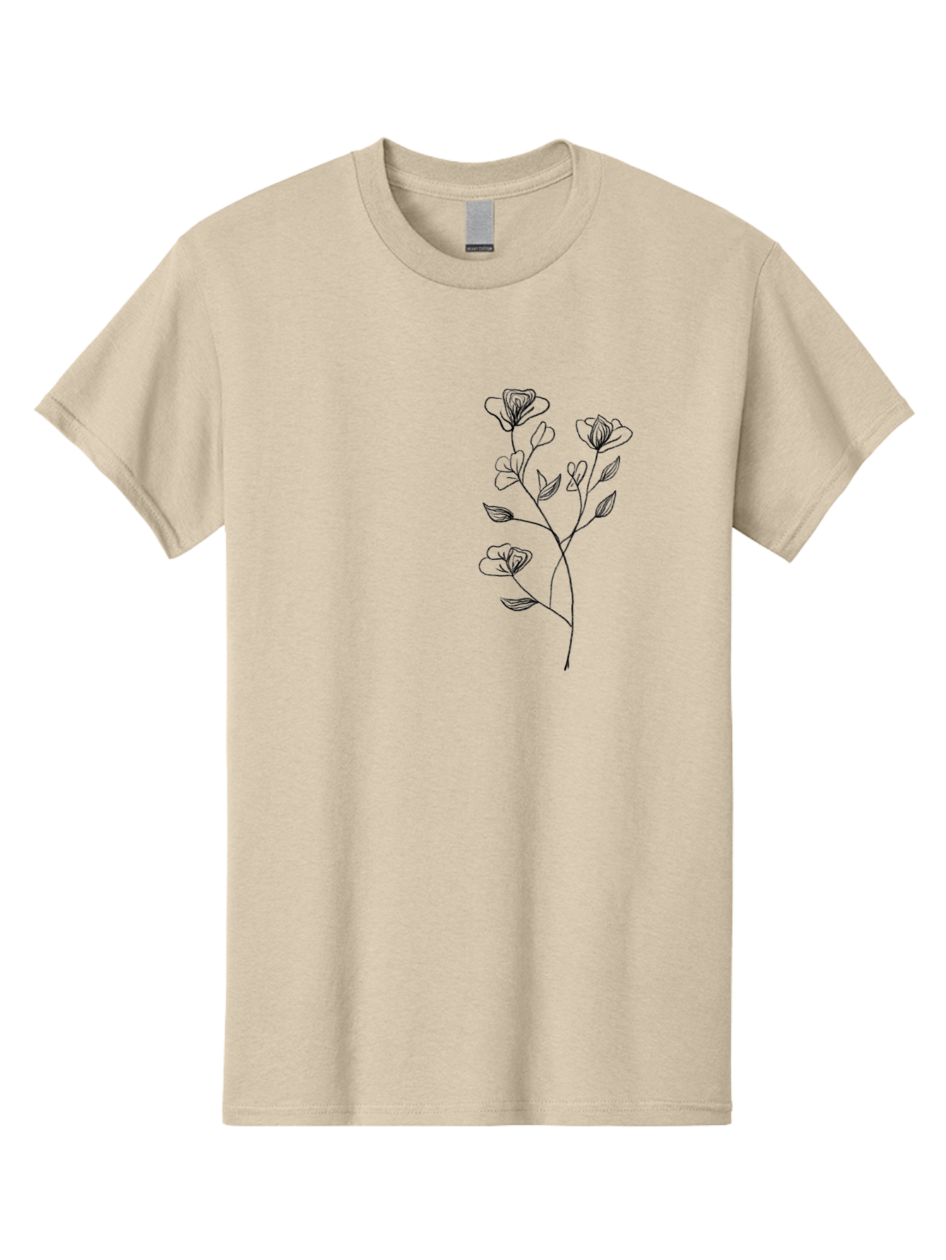 Flowers Men'S Graphic Tee, 100% Cotton, Comfortable Casual Summer Wear, Machine Washable, Simple Flowers, Line Art, Minimalist Design, Botanical Illustration, Delicate Petals, Elegant Stem, Artistic Expression, Floral Art Aac313 7