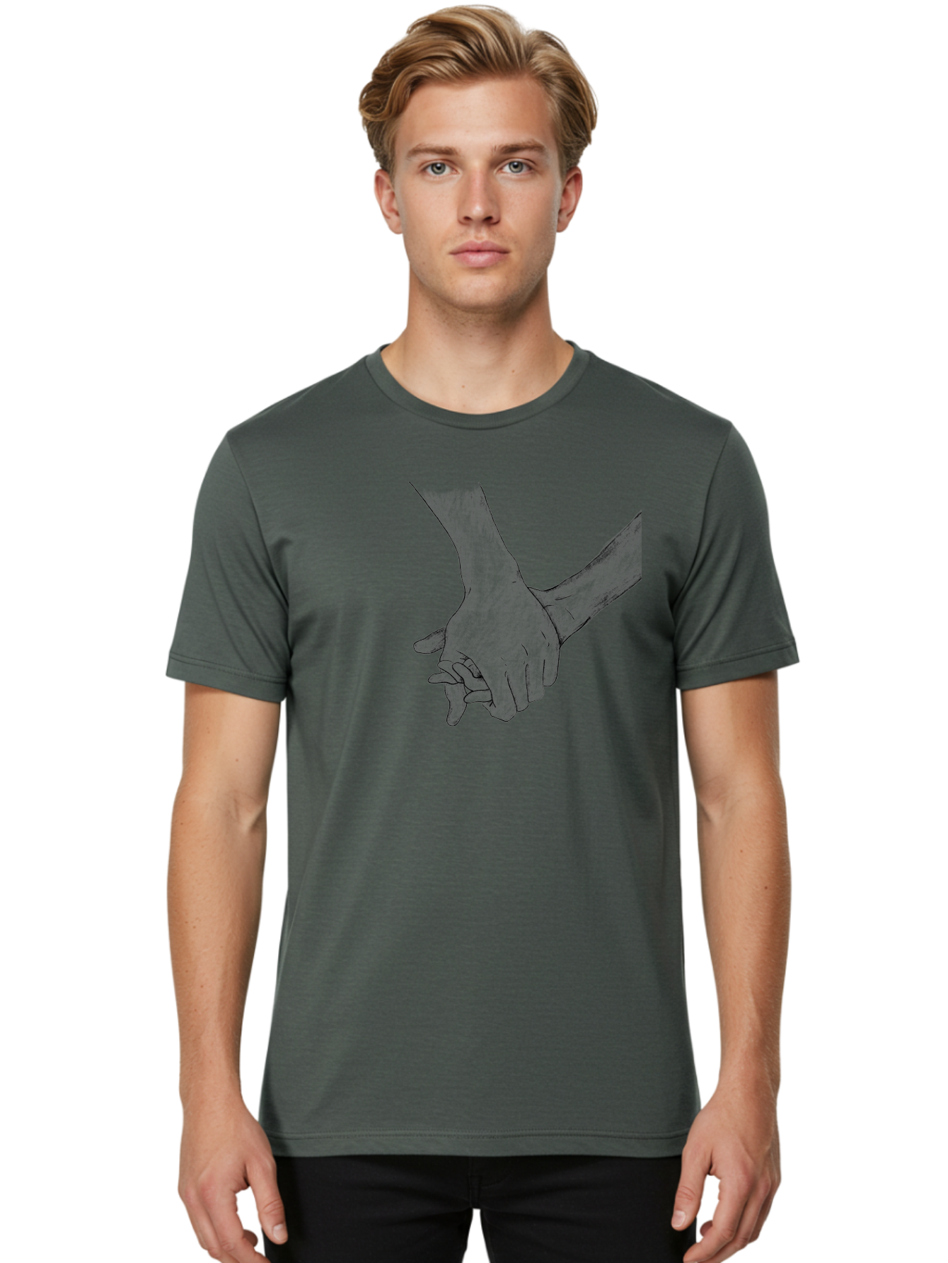 Hands-Holding Men'S Graphic Tee, 100% Cotton, Comfortable Casual Summer Wear, Machine Washable, Hands Holding, Help And Support, Holding Hands, Love And Care, Unity, Togetherness, Connection, Friendship Aac325 30