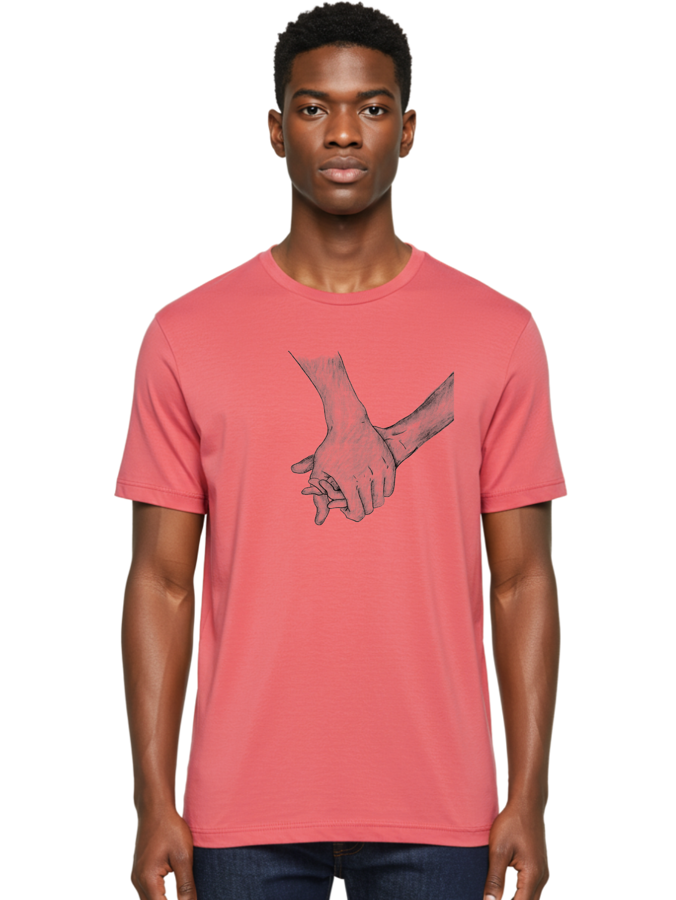 Hands-Holding Men'S Graphic Tee, 100% Cotton, Comfortable Casual Summer Wear, Machine Washable, Hands Holding, Help And Support, Holding Hands, Love And Care, Unity, Togetherness, Connection, Friendship Aac325 2