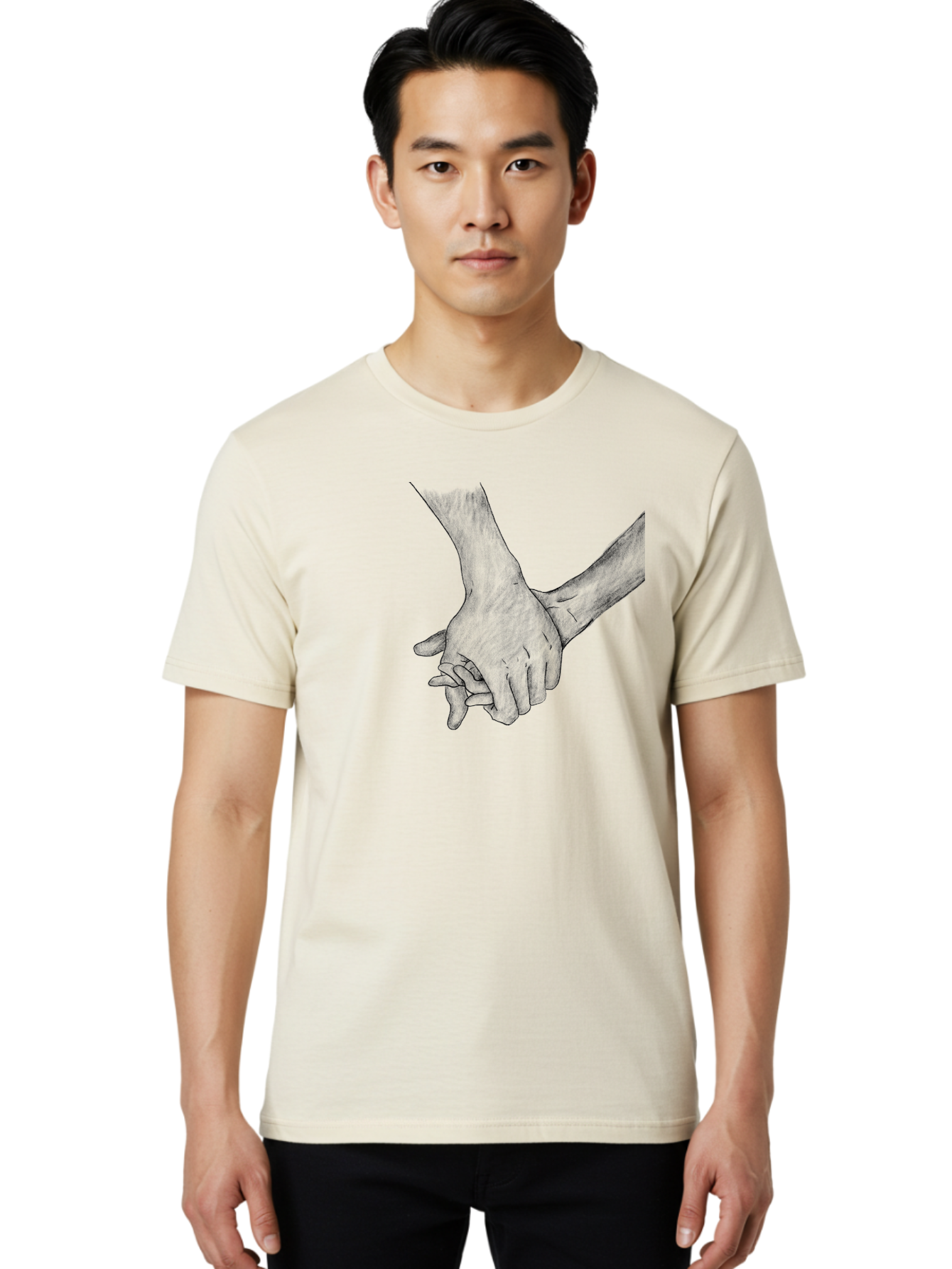 Hands-Holding Men'S Graphic Tee, 100% Cotton, Comfortable Casual Summer Wear, Machine Washable, Hands Holding, Help And Support, Holding Hands, Love And Care, Unity, Togetherness, Connection, Friendship Aac325 20