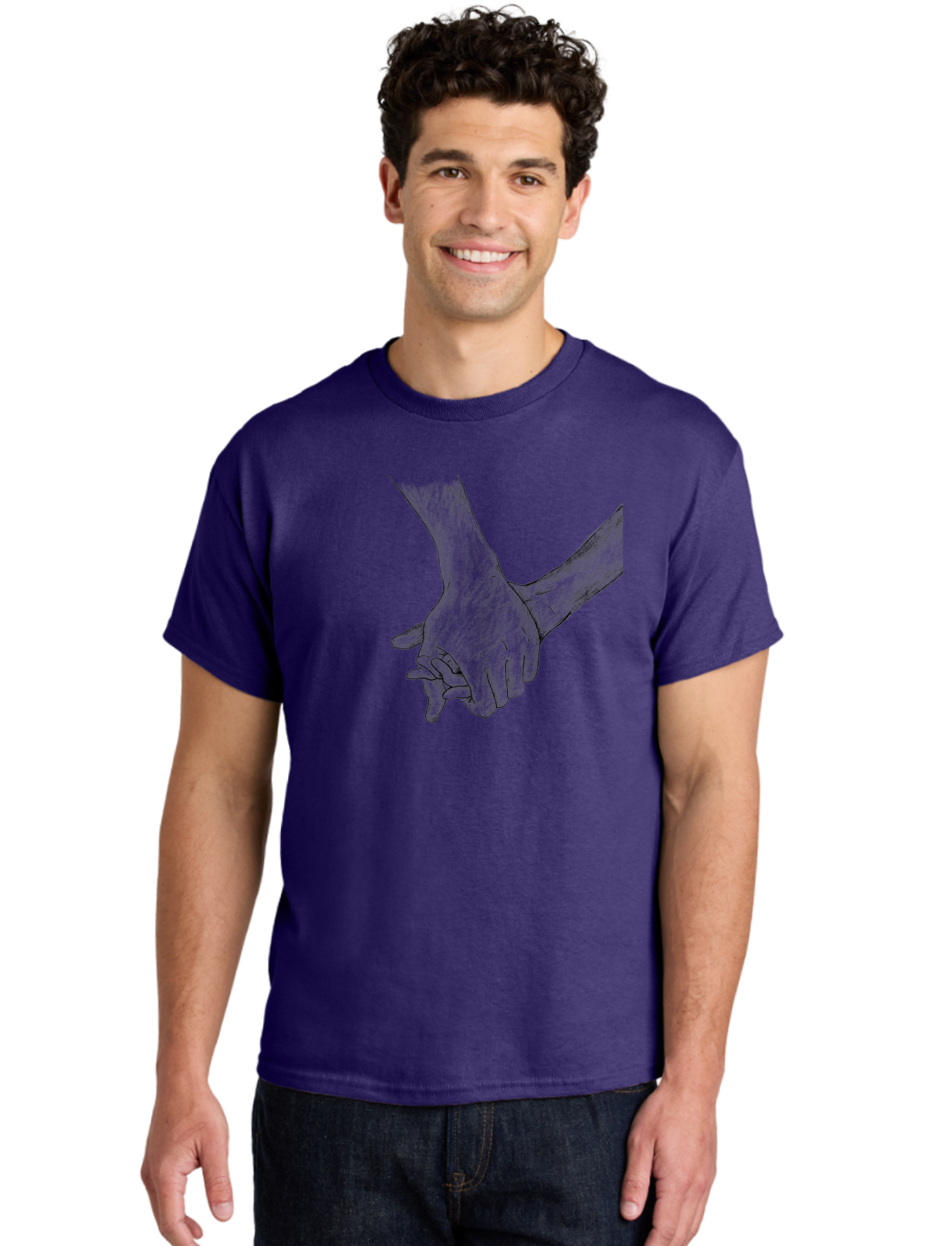Hands-Holding Men'S Graphic Tee, 100% Cotton, Comfortable Casual Summer Wear, Machine Washable, Hands Holding, Help And Support, Holding Hands, Love And Care, Unity, Togetherness, Connection, Friendship Aac325 22