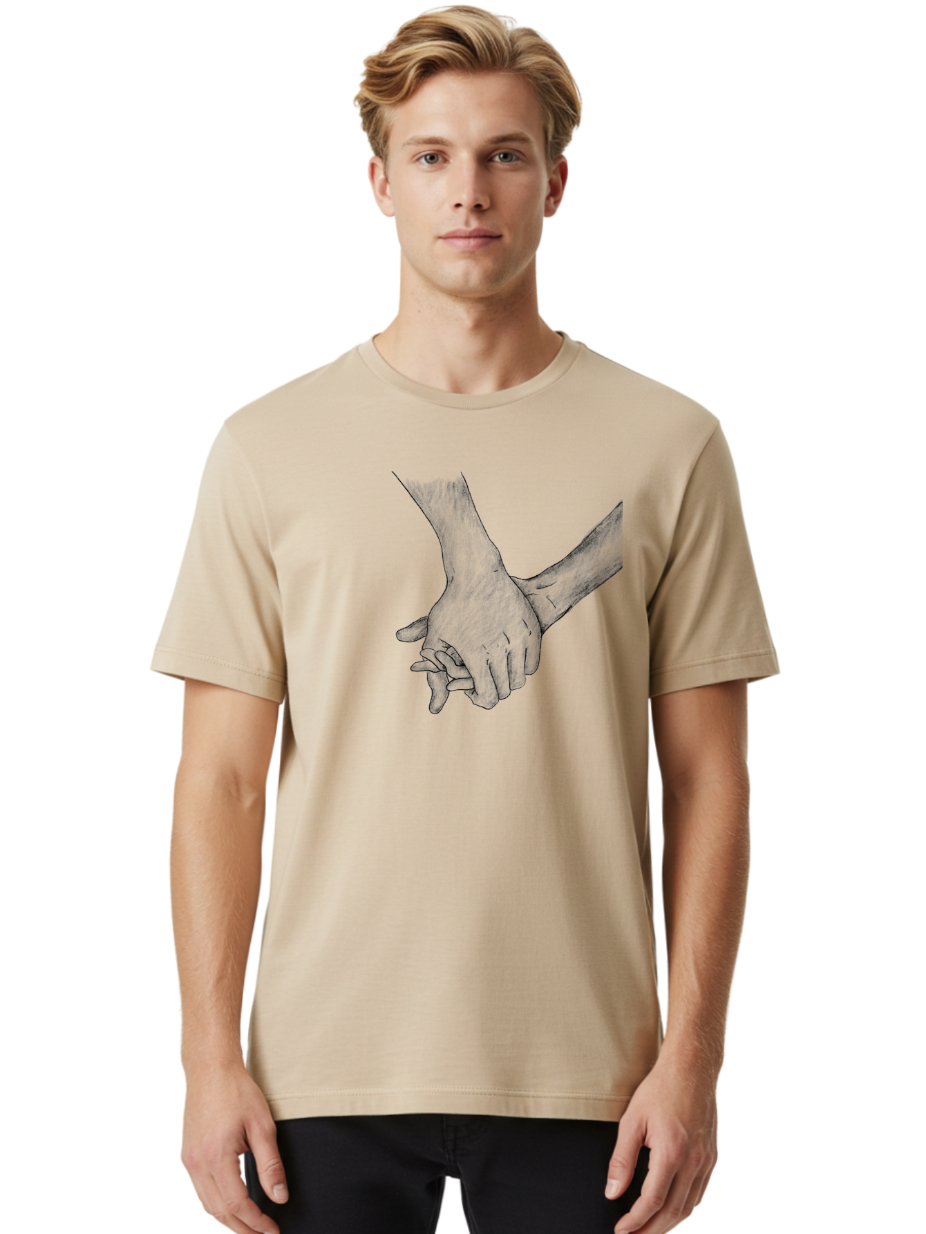 Hands-Holding Men'S Graphic Tee, 100% Cotton, Comfortable Casual Summer Wear, Machine Washable, Hands Holding, Help And Support, Holding Hands, Love And Care, Unity, Togetherness, Connection, Friendship Aac325 18