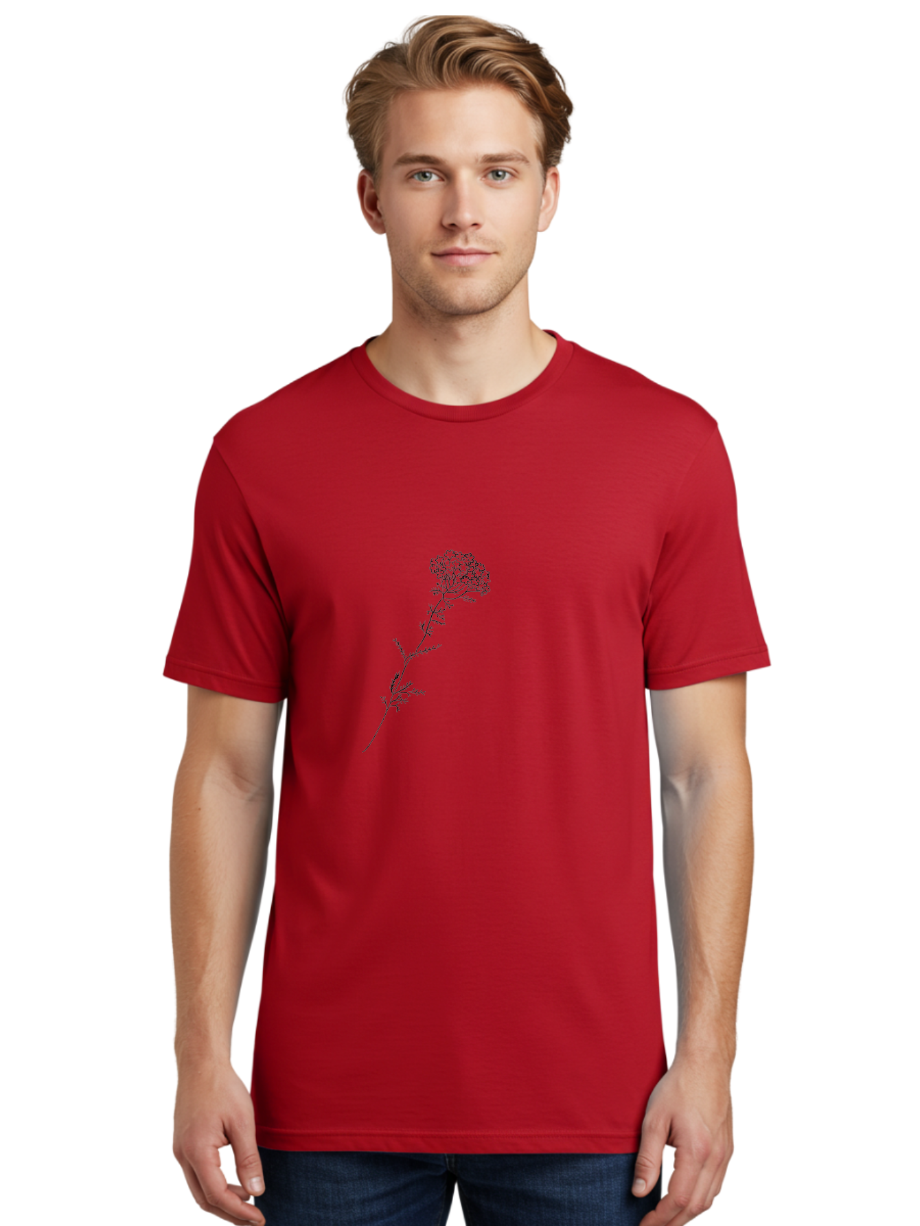 Hemlock Men'S Graphic Tee, 100% Cotton, Comfortable Casual Summer Wear, Machine Washable, Queen Anne'S Lace, Wildflower, Delicate Petals, Intricate Details, Simple Line Art, Minimalist Design, Floral Motif, Whimsical Style, Elegant Simplicity Aac326 22