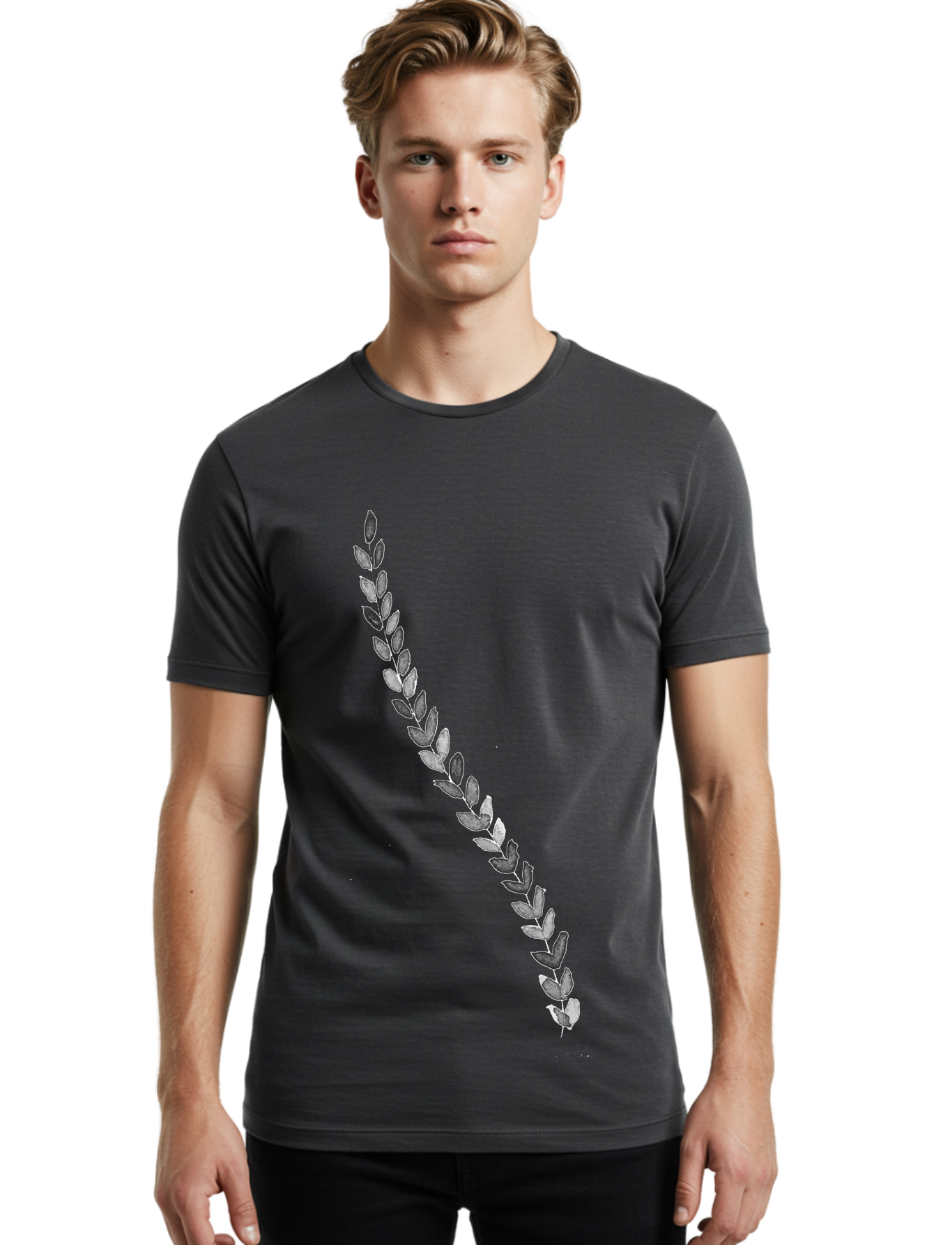 Leaves Men'S Graphic Tee, 100% Cotton, Comfortable Casual Summer Wear, Machine Washable, Laurel Wreath, Leafy Garland, Purple Leaves, Digital Illustration, Graphic Design, Symbol Of Honor, Award Decoration, Vintage Style Aac332 18