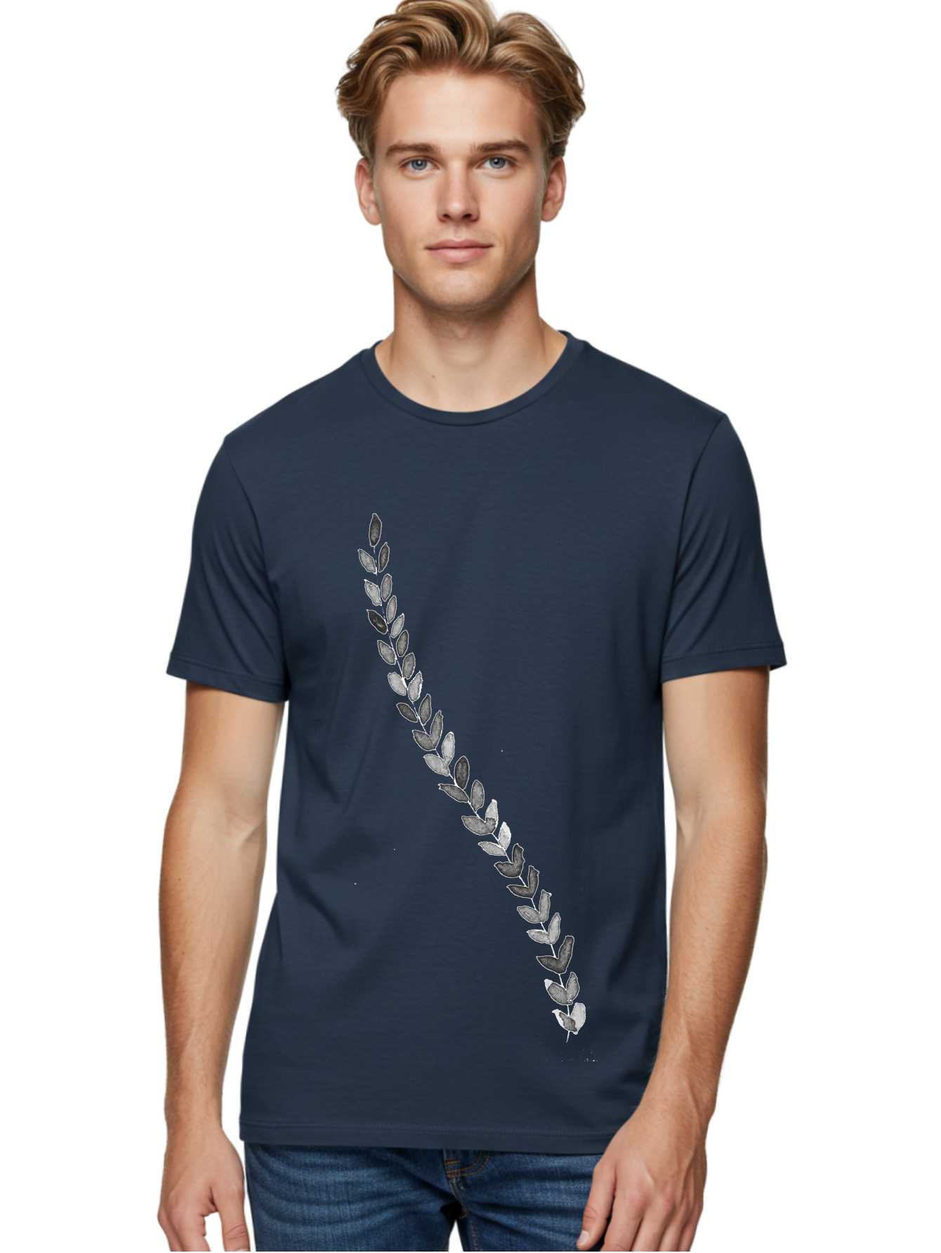 Leaves Men'S Graphic Tee, 100% Cotton, Comfortable Casual Summer Wear, Machine Washable, Laurel Wreath, Leafy Garland, Purple Leaves, Digital Illustration, Graphic Design, Symbol Of Honor, Award Decoration, Vintage Style Aac332 16