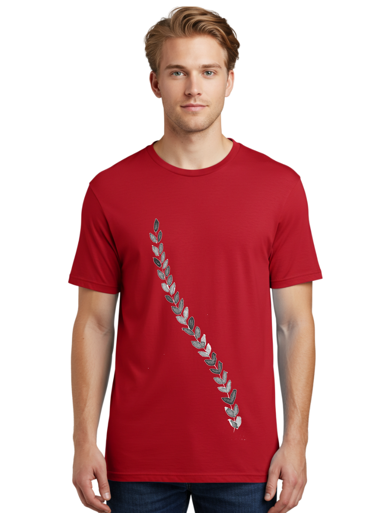 Leaves Men'S Graphic Tee, 100% Cotton, Comfortable Casual Summer Wear, Machine Washable, Laurel Wreath, Leafy Garland, Purple Leaves, Digital Illustration, Graphic Design, Symbol Of Honor, Award Decoration, Vintage Style Aac332 2