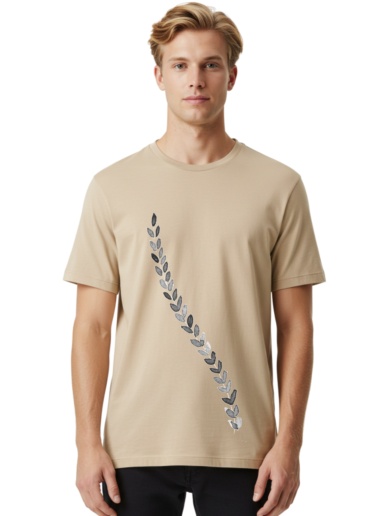 Leaves Men'S Graphic Tee, 100% Cotton, Comfortable Casual Summer Wear, Machine Washable, Laurel Wreath, Leafy Garland, Purple Leaves, Digital Illustration, Graphic Design, Symbol Of Honor, Award Decoration, Vintage Style Aac332 30