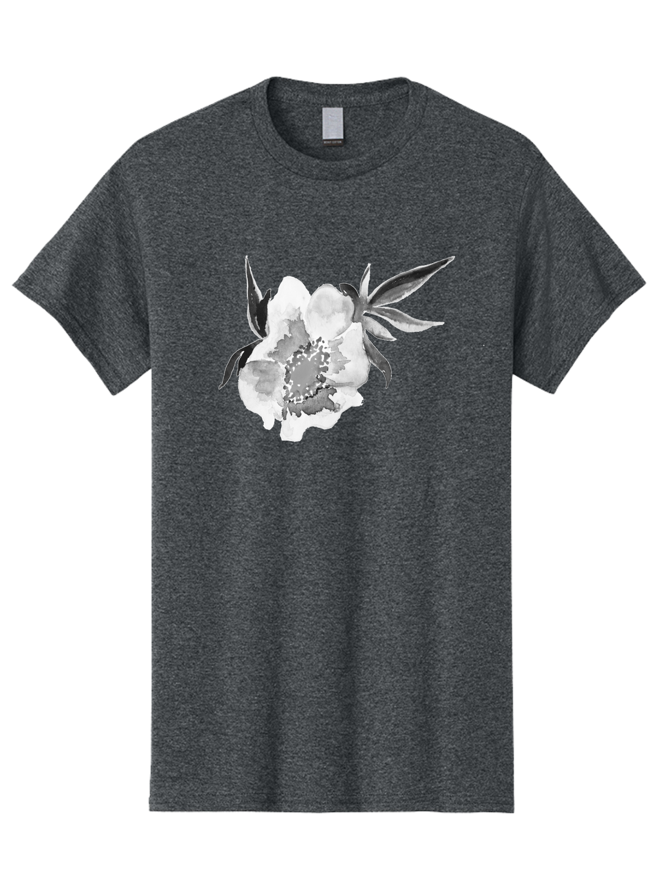 Peony-Flower Men'S Graphic Tee, 100% Cotton, Comfortable Casual Summer Wear, Machine Washable, Black And White Peony, Watercolor Painting, Flower Illustration, Artistic Design, Botanical Art, Grayscale Flowers, Delicate Petals, Floral Pattern Aac343 23