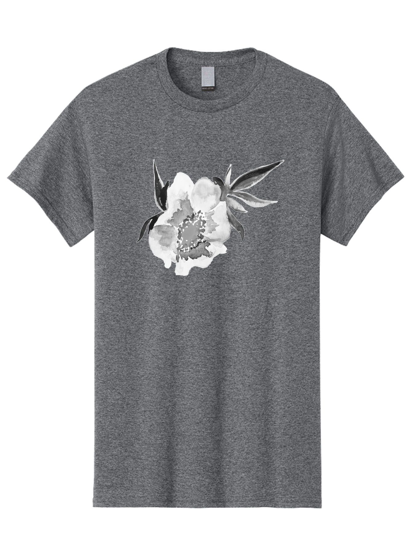 Peony-Flower Men'S Graphic Tee, 100% Cotton, Comfortable Casual Summer Wear, Machine Washable, Black And White Peony, Watercolor Painting, Flower Illustration, Artistic Design, Botanical Art, Grayscale Flowers, Delicate Petals, Floral Pattern Aac343 1