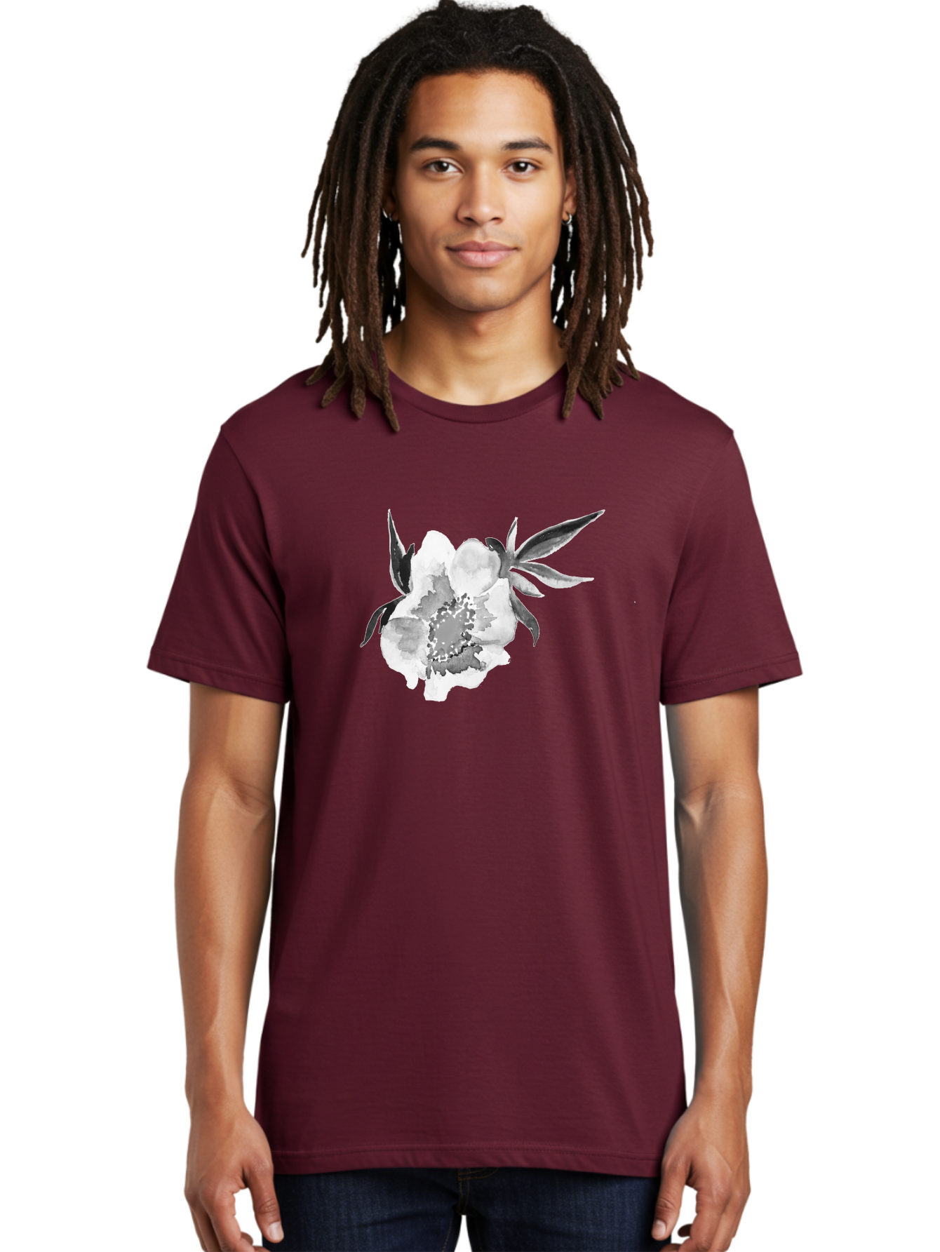 Peony-Flower Men'S Graphic Tee, 100% Cotton, Comfortable Casual Summer Wear, Machine Washable, Black And White Peony, Watercolor Painting, Flower Illustration, Artistic Design, Botanical Art, Grayscale Flowers, Delicate Petals, Floral Pattern Aac343 26