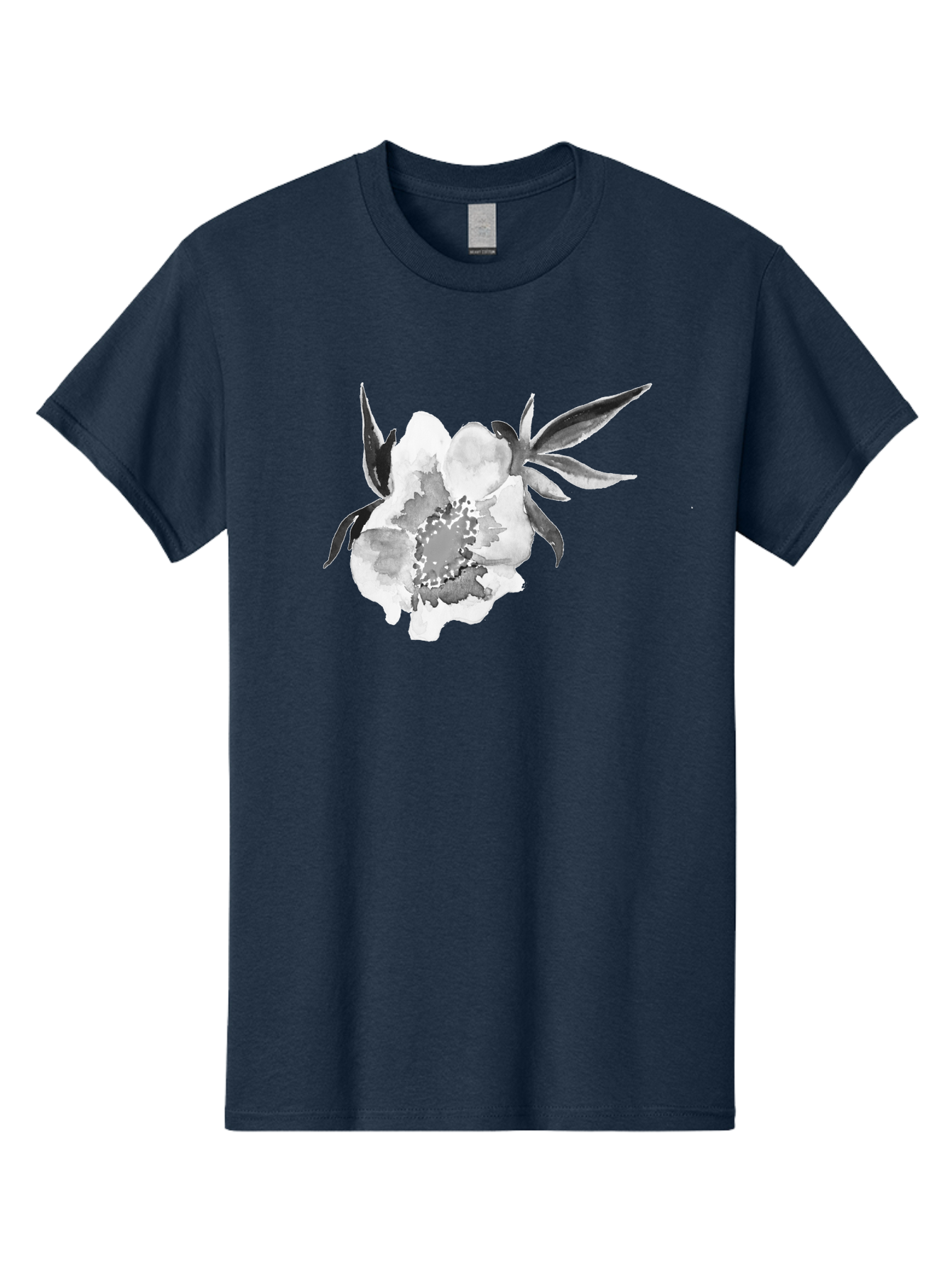 Peony-Flower Men'S Graphic Tee, 100% Cotton, Comfortable Casual Summer Wear, Machine Washable, Black And White Peony, Watercolor Painting, Flower Illustration, Artistic Design, Botanical Art, Grayscale Flowers, Delicate Petals, Floral Pattern Aac343 3