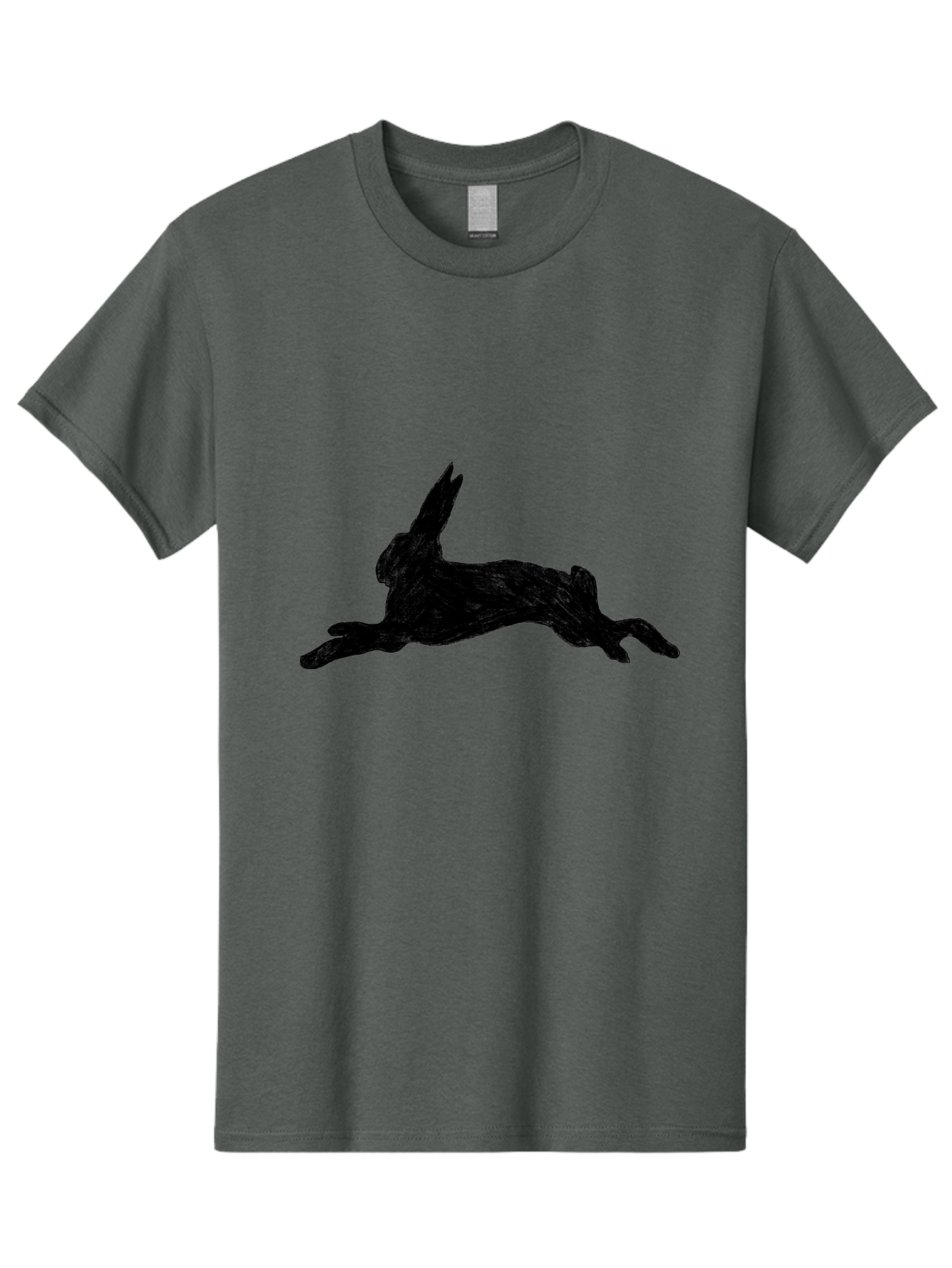 Running-Rabbit Men'S Graphic Tee, 100% Cotton, Comfortable Casual Summer Wear, Machine Washable, Leaping Rabbit, Dynamic Pose, Energetic Movement, Black Silhouette, Simple Design, Minimalist Art, Wildlife Silhouette Aac347 13