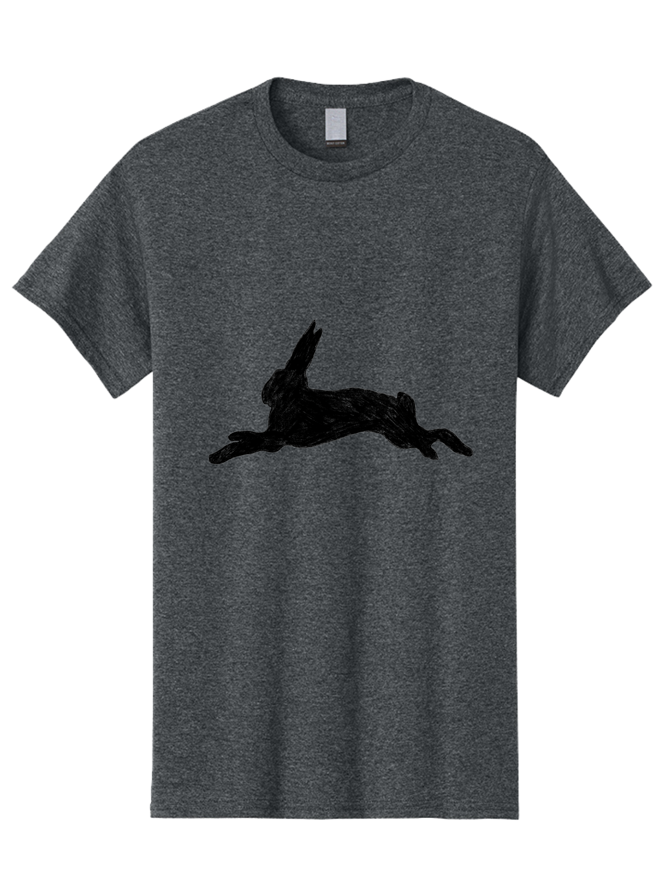 Running-Rabbit Men'S Graphic Tee, 100% Cotton, Comfortable Casual Summer Wear, Machine Washable, Leaping Rabbit, Dynamic Pose, Energetic Movement, Black Silhouette, Simple Design, Minimalist Art, Wildlife Silhouette Aac347 19