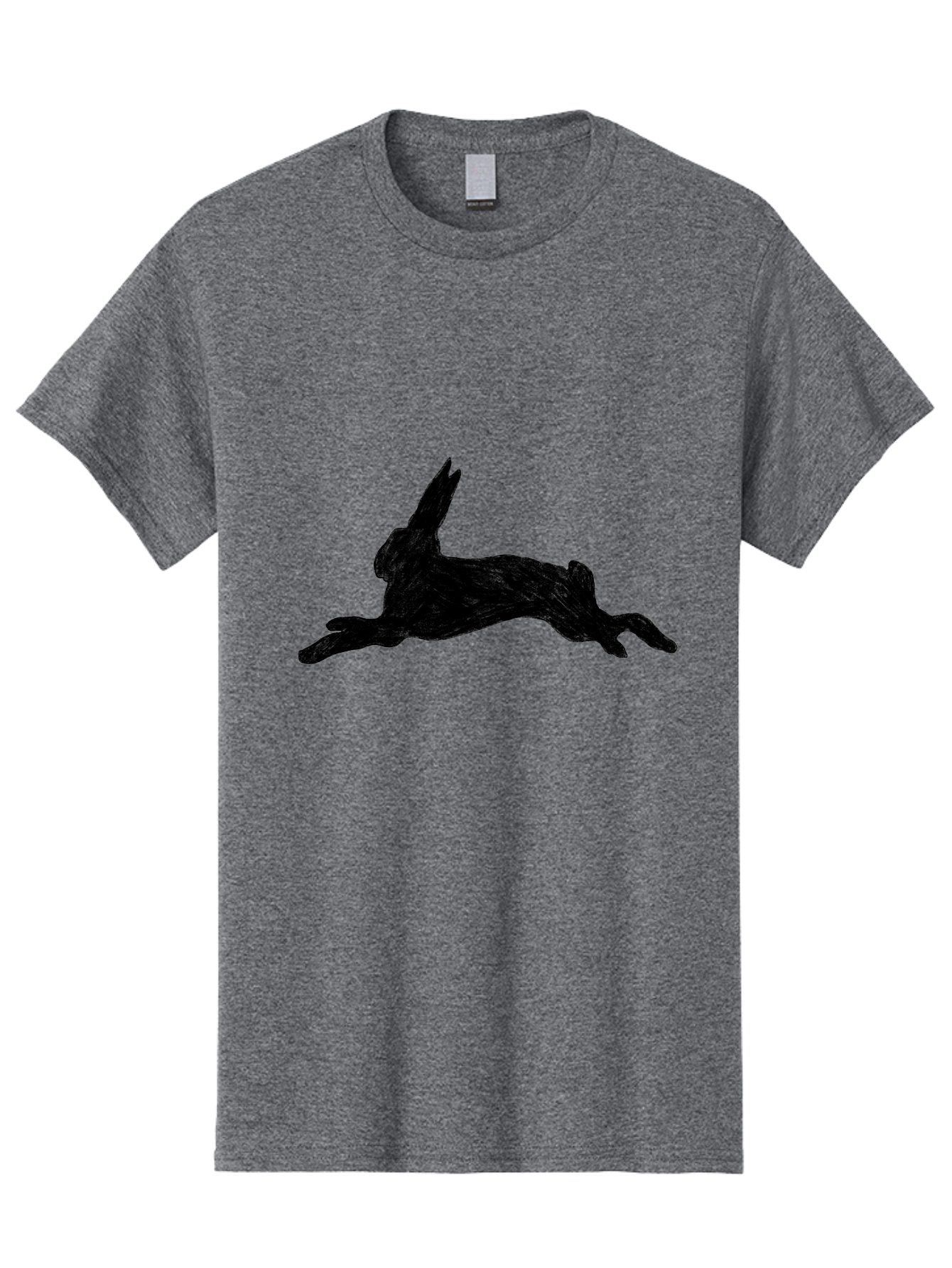 Running-Rabbit Men'S Graphic Tee, 100% Cotton, Comfortable Casual Summer Wear, Machine Washable, Leaping Rabbit, Dynamic Pose, Energetic Movement, Black Silhouette, Simple Design, Minimalist Art, Wildlife Silhouette Aac347 5