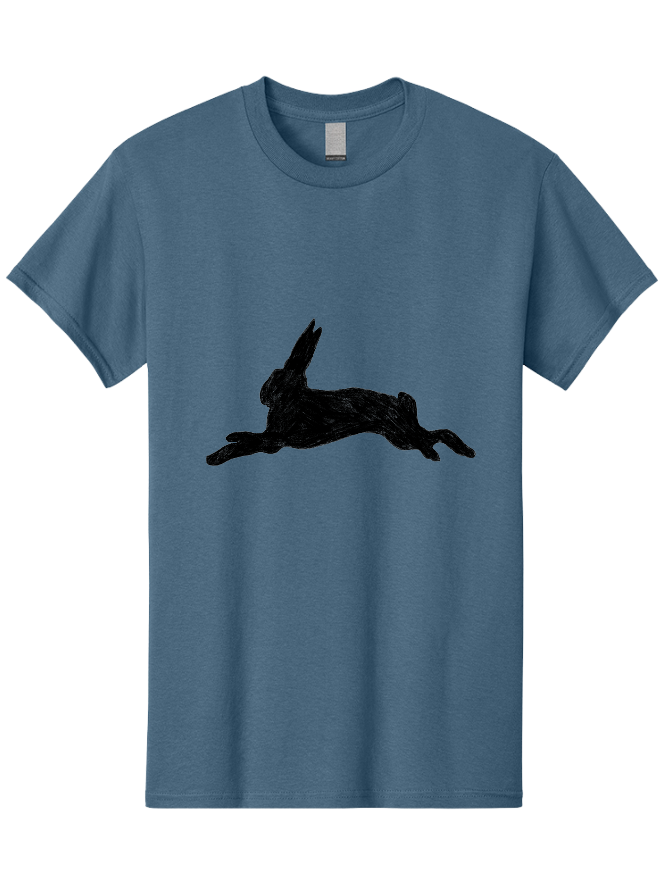 Running-Rabbit Men'S Graphic Tee, 100% Cotton, Comfortable Casual Summer Wear, Machine Washable, Leaping Rabbit, Dynamic Pose, Energetic Movement, Black Silhouette, Simple Design, Minimalist Art, Wildlife Silhouette Aac347 15