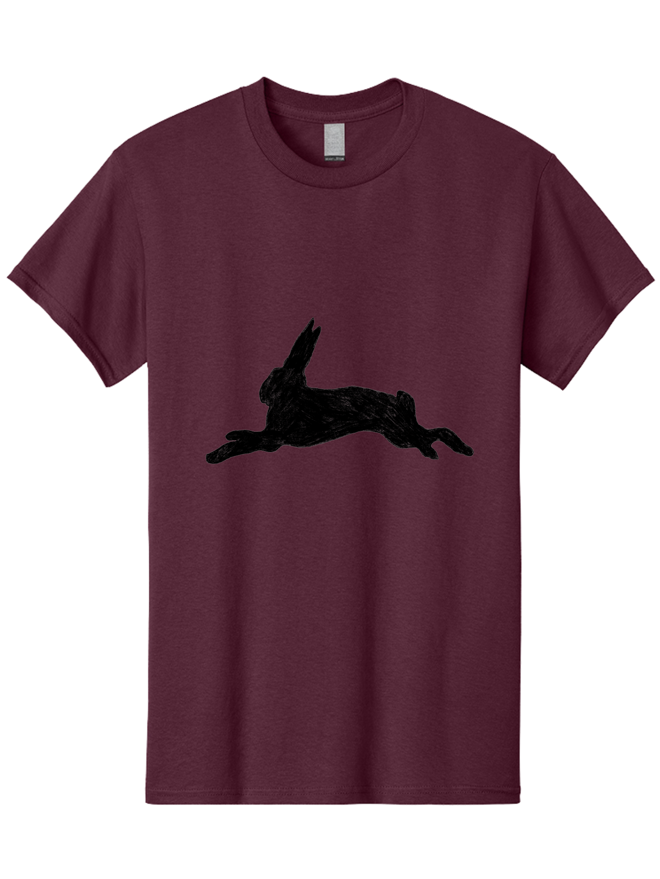 Running-Rabbit Men'S Graphic Tee, 100% Cotton, Comfortable Casual Summer Wear, Machine Washable, Leaping Rabbit, Dynamic Pose, Energetic Movement, Black Silhouette, Simple Design, Minimalist Art, Wildlife Silhouette Aac347 21